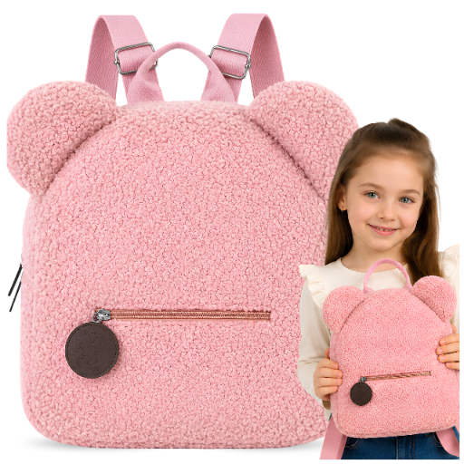 Kids Preschool Backpack Teddy Bear Lightweight Travel Bag, 25 x 9 x 30 cm, Pink