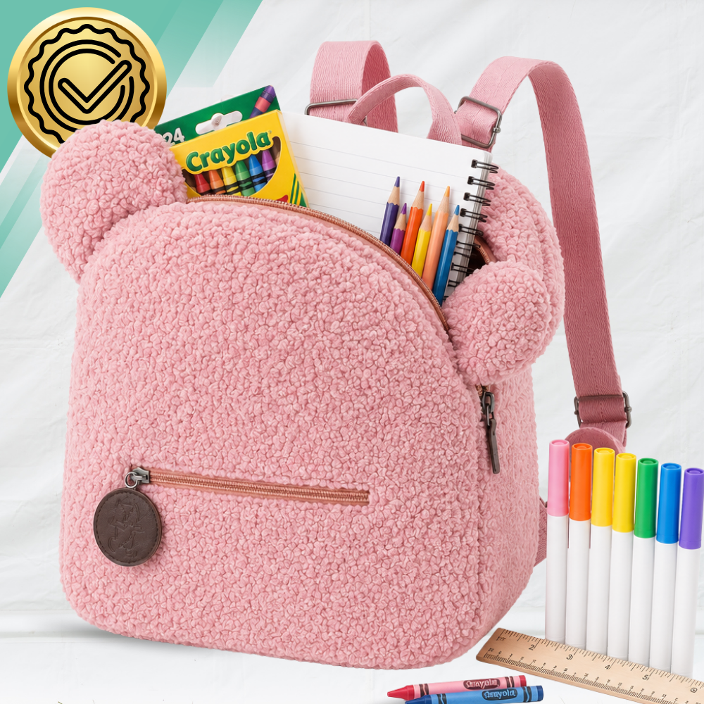 Kids Preschool Backpack Teddy Bear Lightweight Travel Bag, 25 x 9 x 30 cm, Pink