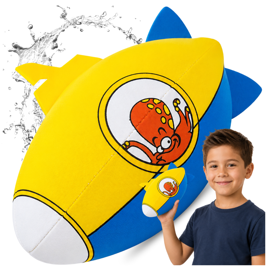 Neoprēna ūdens bumba Waimea Animal Submarine Blue, 18 cm, dzeltena/zila
