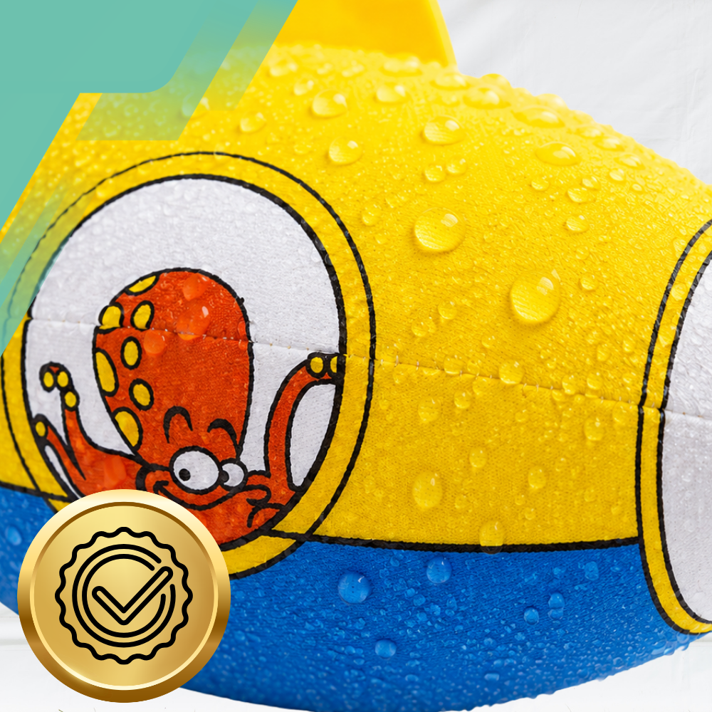Neoprēna ūdens bumba Waimea Animal Submarine Blue, 18 cm, dzeltena/zila