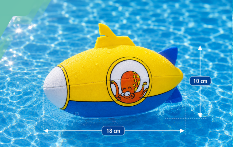 Neoprēna ūdens bumba Waimea Animal Submarine Blue, 18 cm, dzeltena/zila