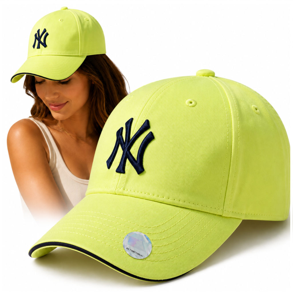 New York Yankees MLB Stretch Fit kokvilnas cepure ar nagu, dzeltena
