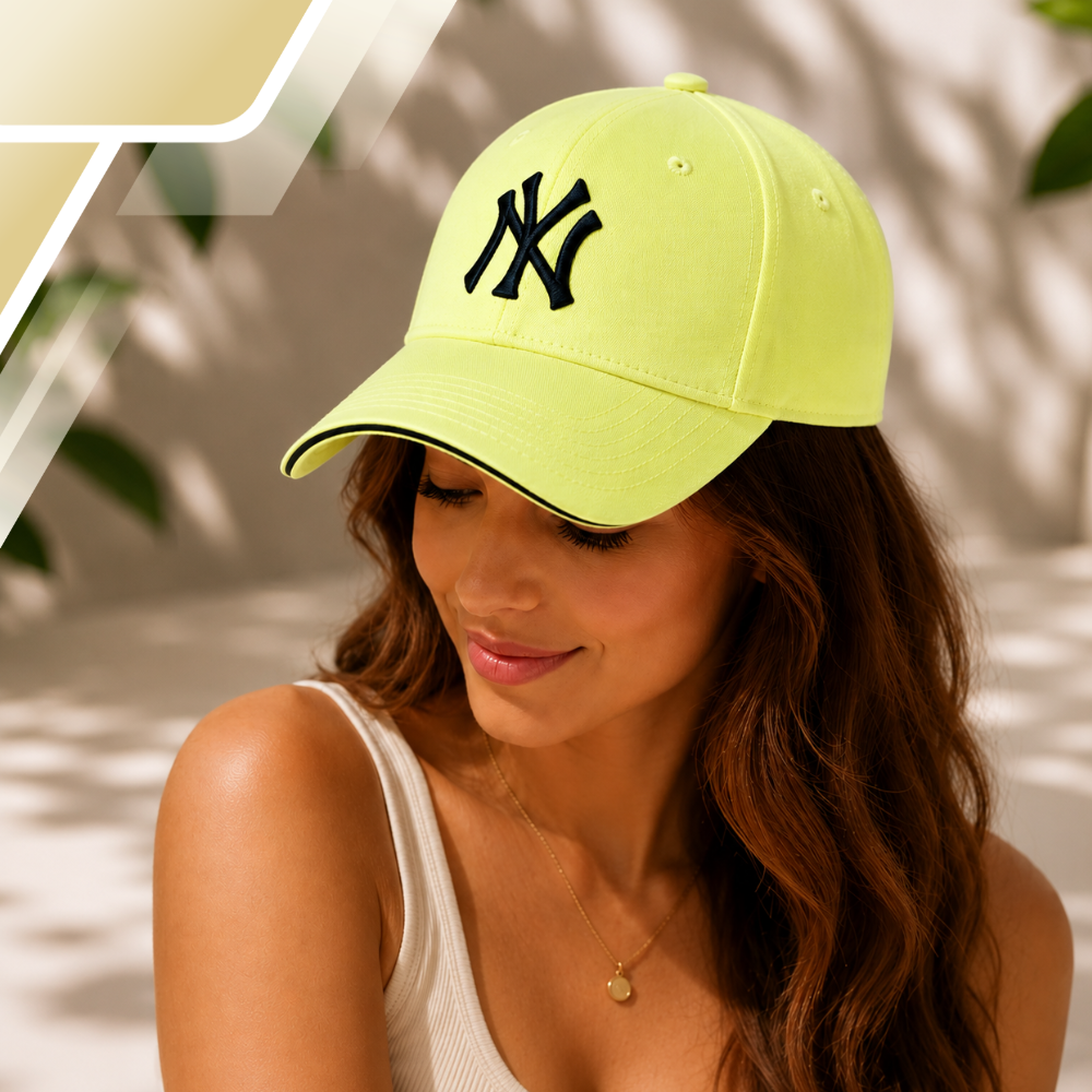 New York Yankees MLB Stretch Fit kokvilnas cepure ar nagu, dzeltena