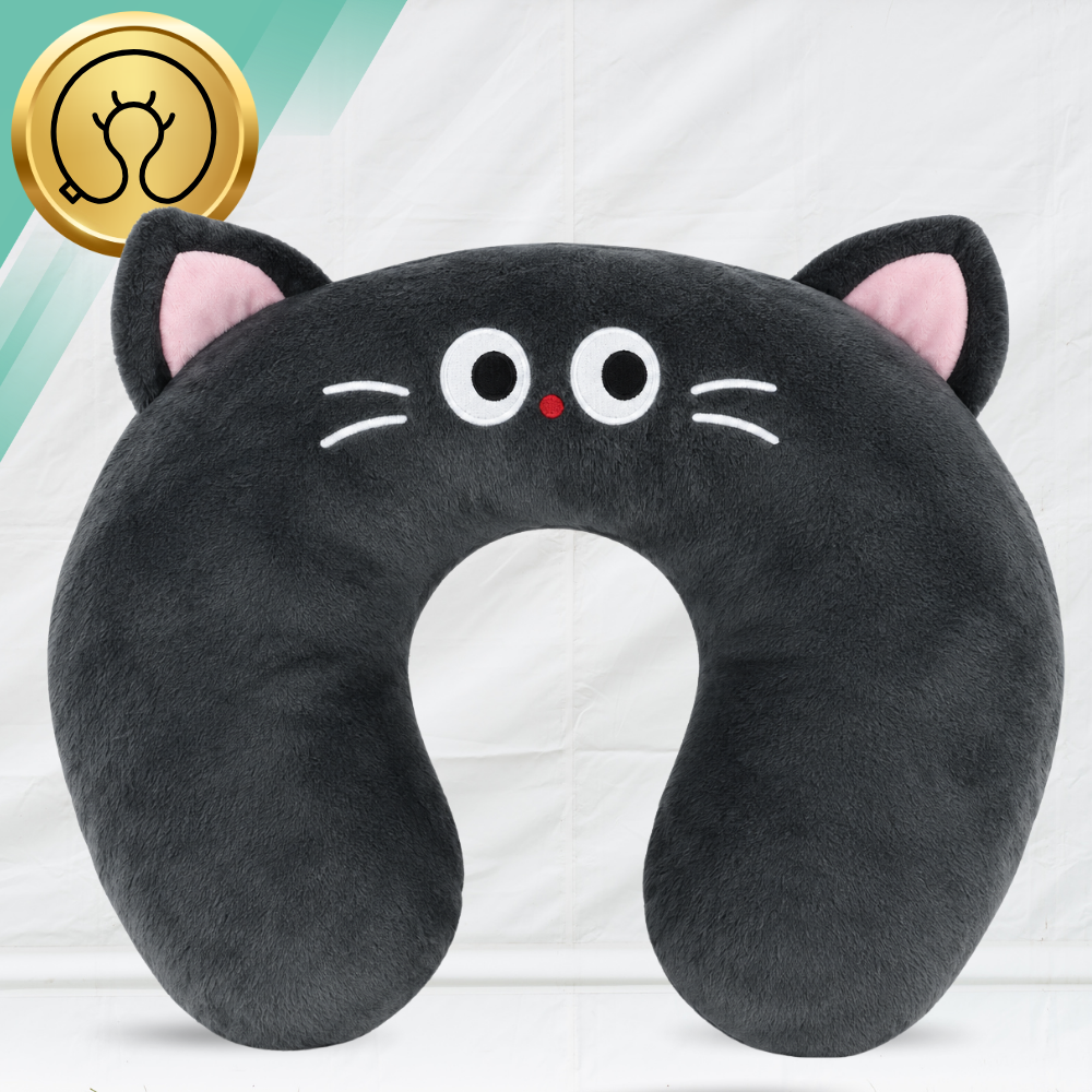 Детская дорожная подушка-рогалик для шеи Кот, 33 × 25 × 6 см