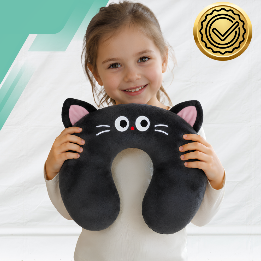 Детская дорожная подушка-рогалик для шеи Кот, 33 × 25 × 6 см