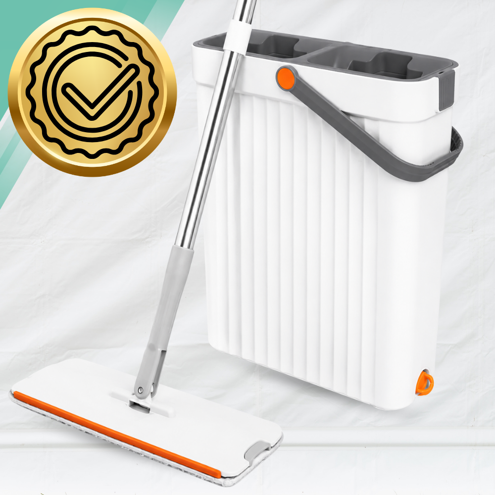 Grīdas mops ar divkameru spaini Wash + Dry, 33 cm un 4 mikrošķiedras uzgaļi