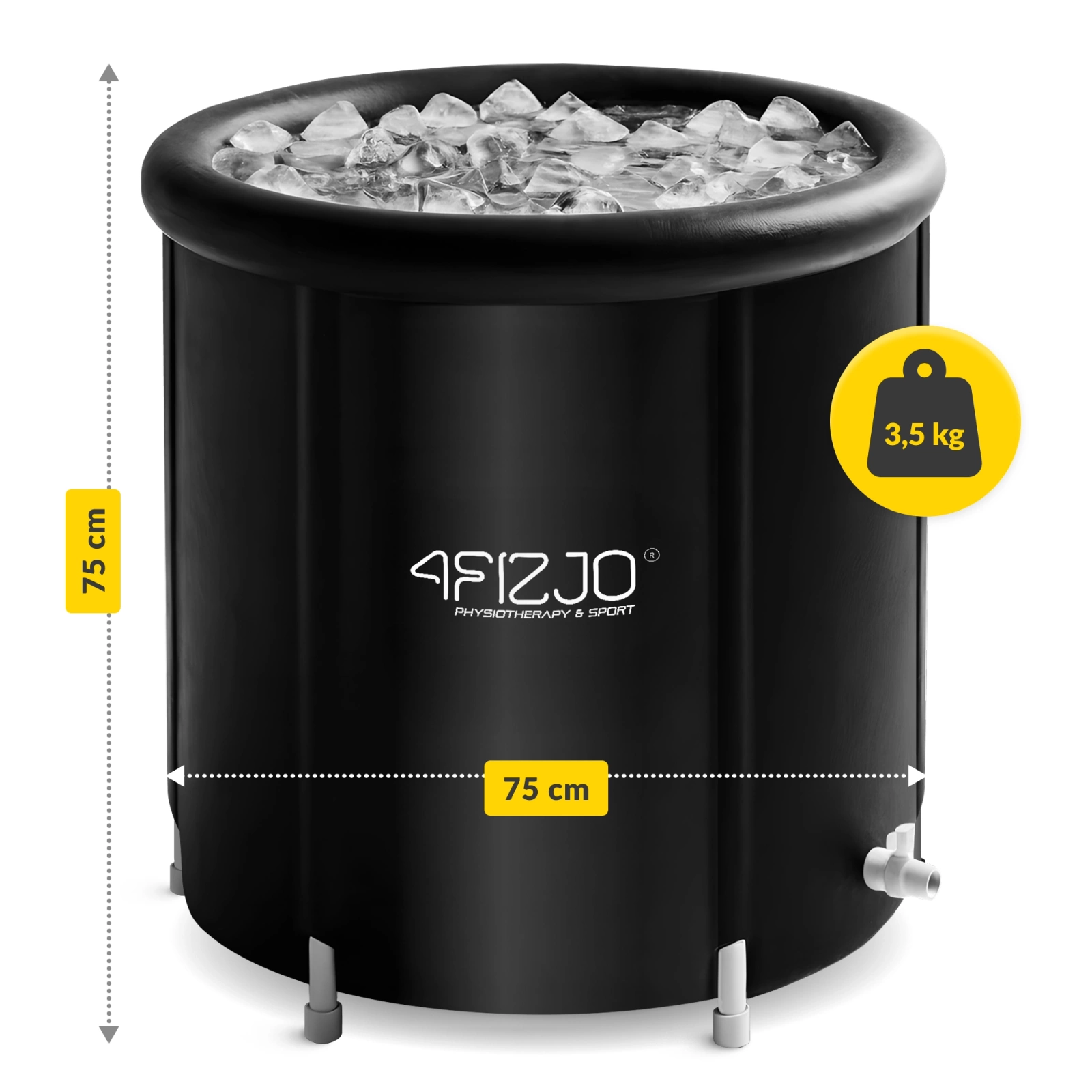 4Fizjo 1221 Portable Ice Bath Tub for Cold Plunge and Recovery, 320 L