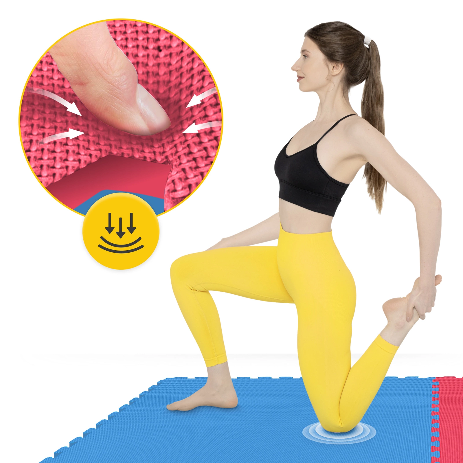 4FIZJO Foam Puzzle Gym Mat 100×100 cm Floor Protector, red/blue