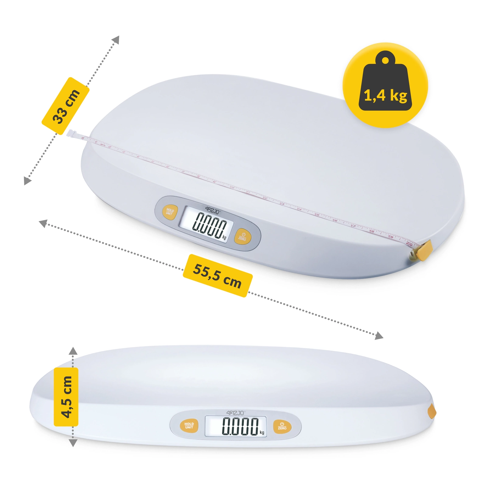 Digital baby scale 4FIZJO BABY with Bluetooth app, white
