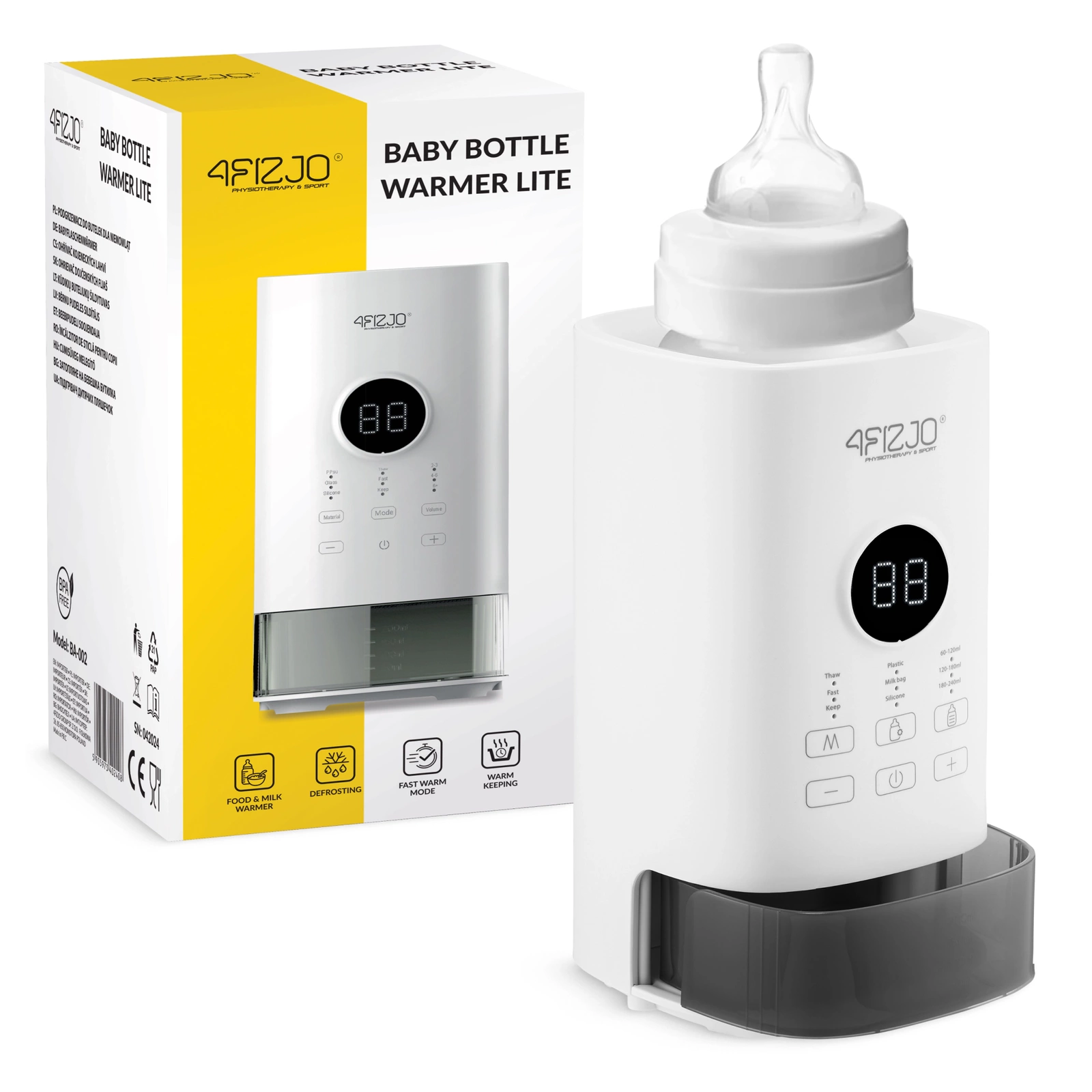 4FIZJO LITE 3 vienā pudeļu sildītājs ar temperatūras uzturēšanu, balts