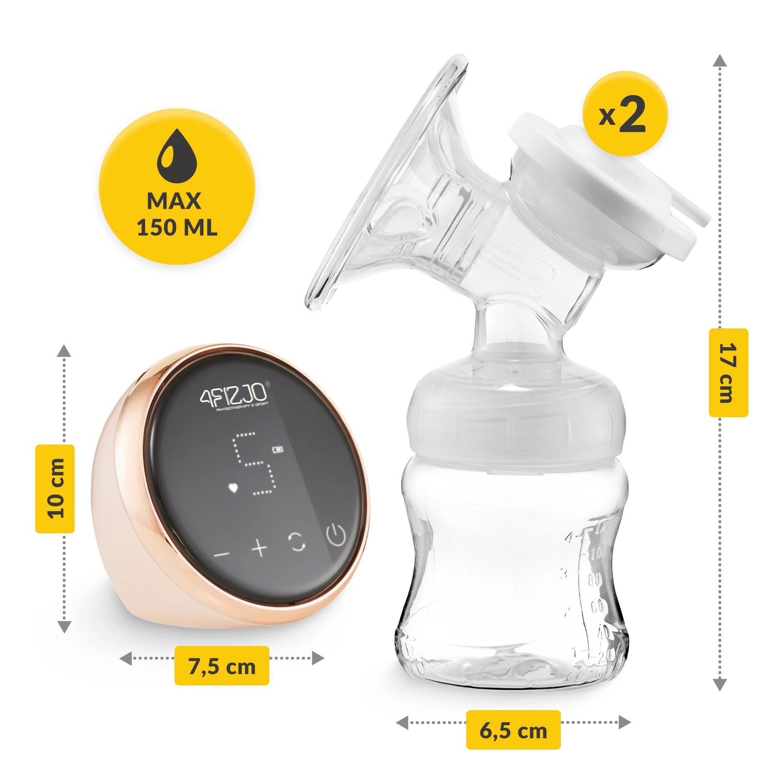 4Fizjo TWIN Double Electric Breast Pump, Pink/White