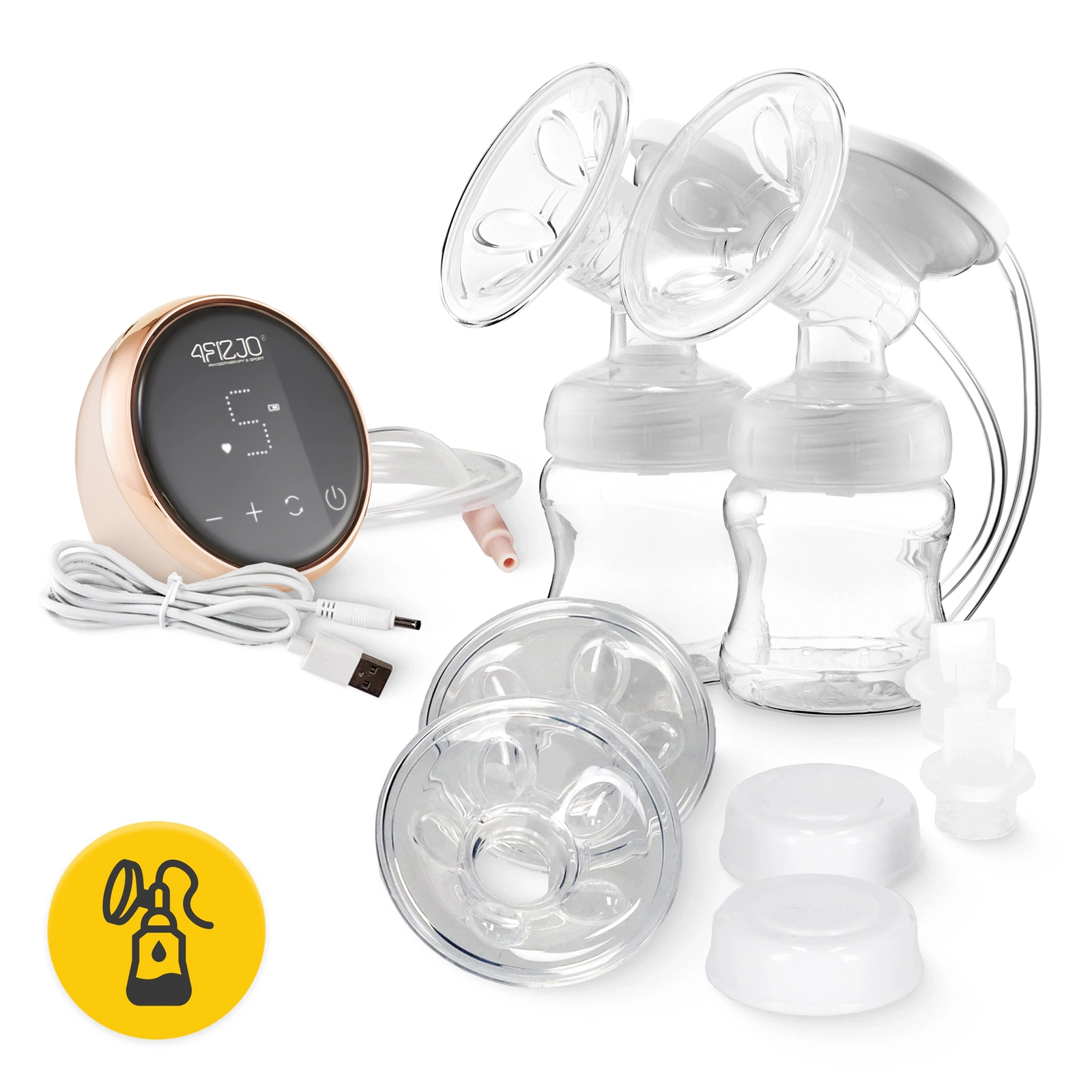 4Fizjo TWIN Double Electric Breast Pump, Pink/White
