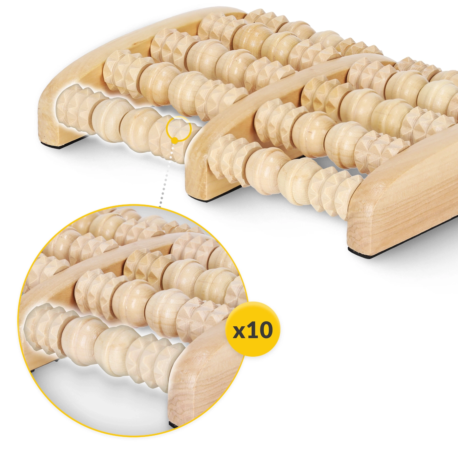 4Fizjo Profilēts koka pēdu masieris, brūns