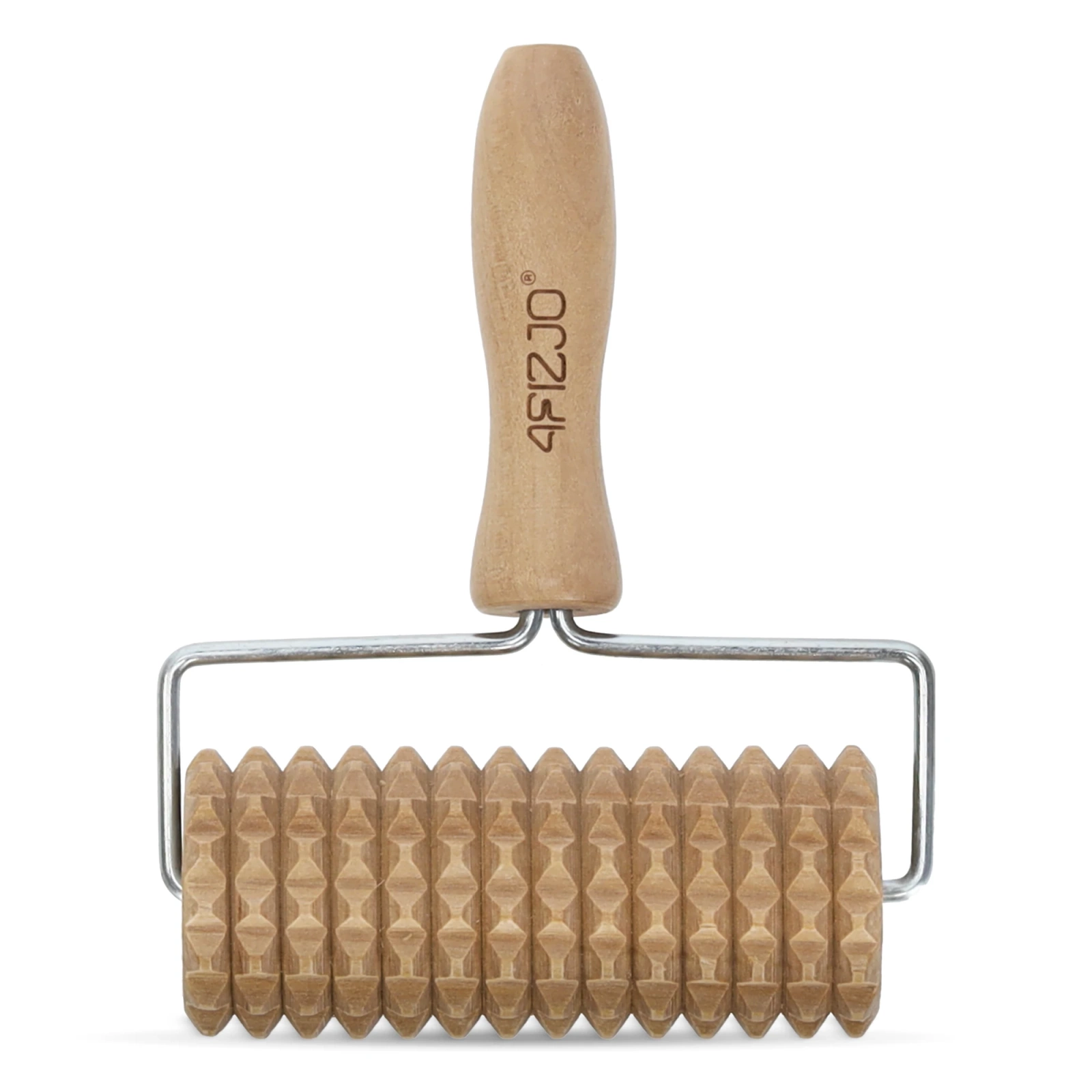 4Fizjo Large Wooden Body Massage Roller with Handle, Brown
