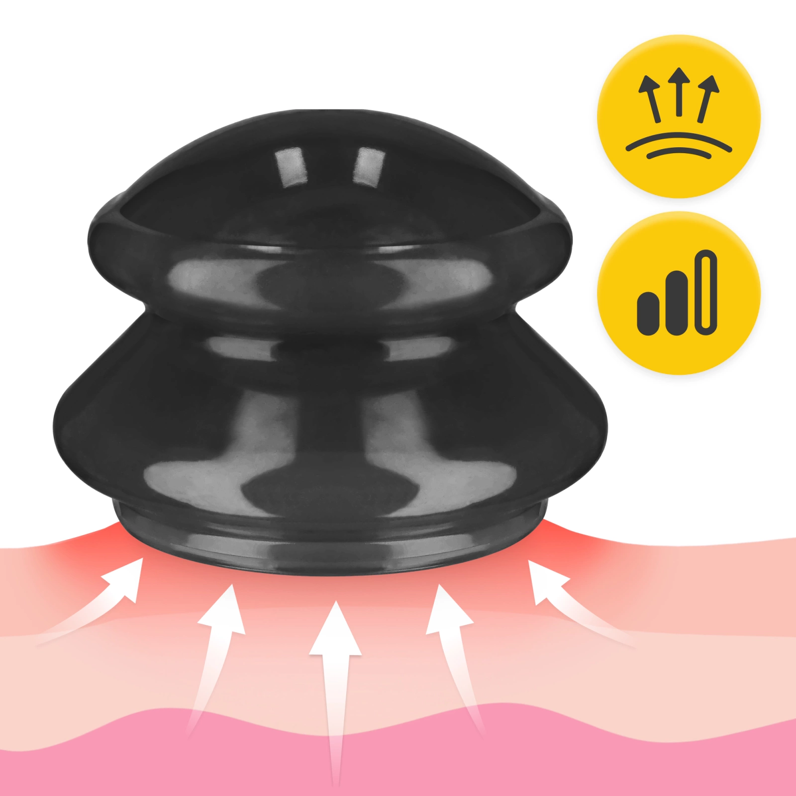 4Fizjo MED+ Silicone Cupping Therapy Set, 4 pcs, Black