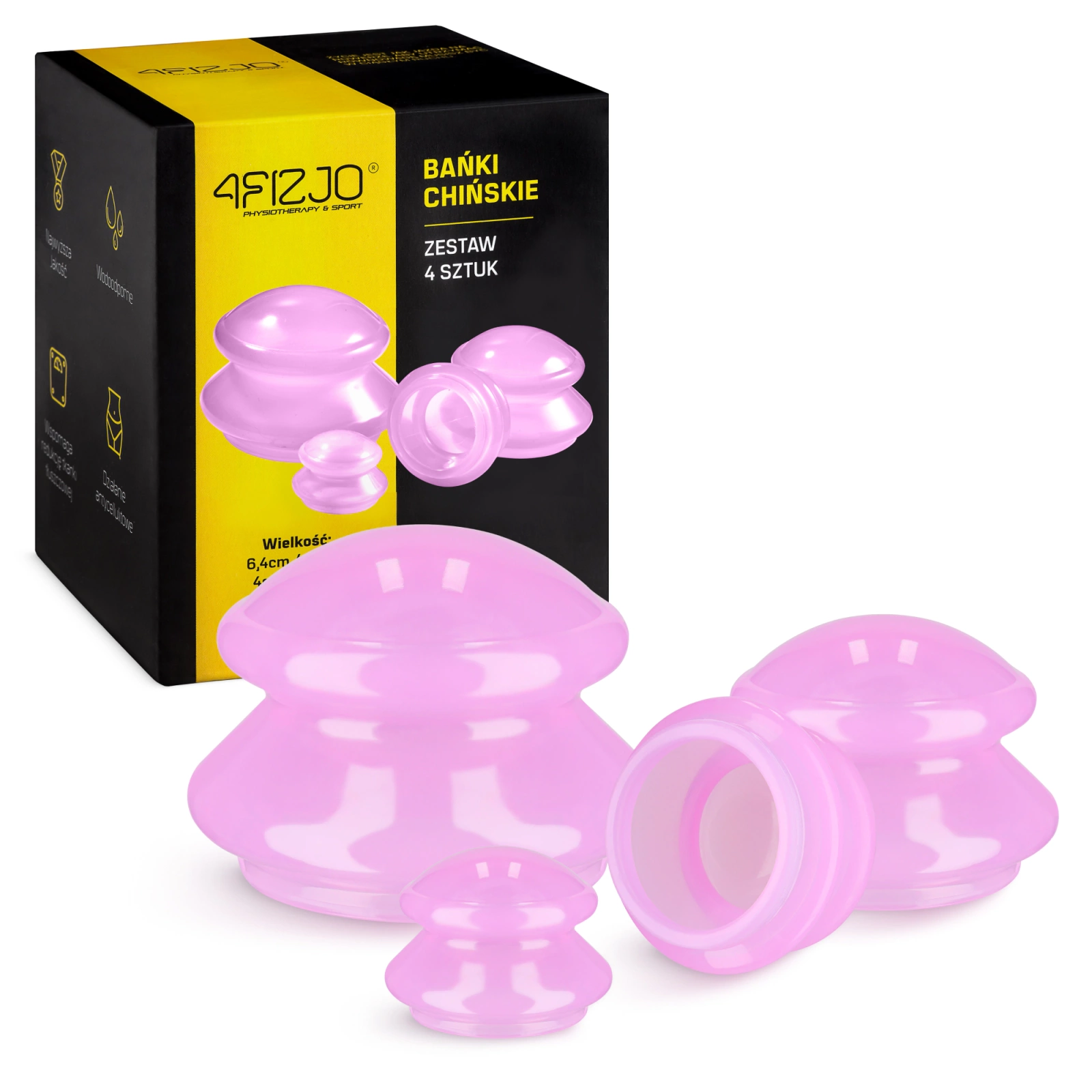 Silicone Chinese Cupping Therapy Set MED+ 4 pcs, pink