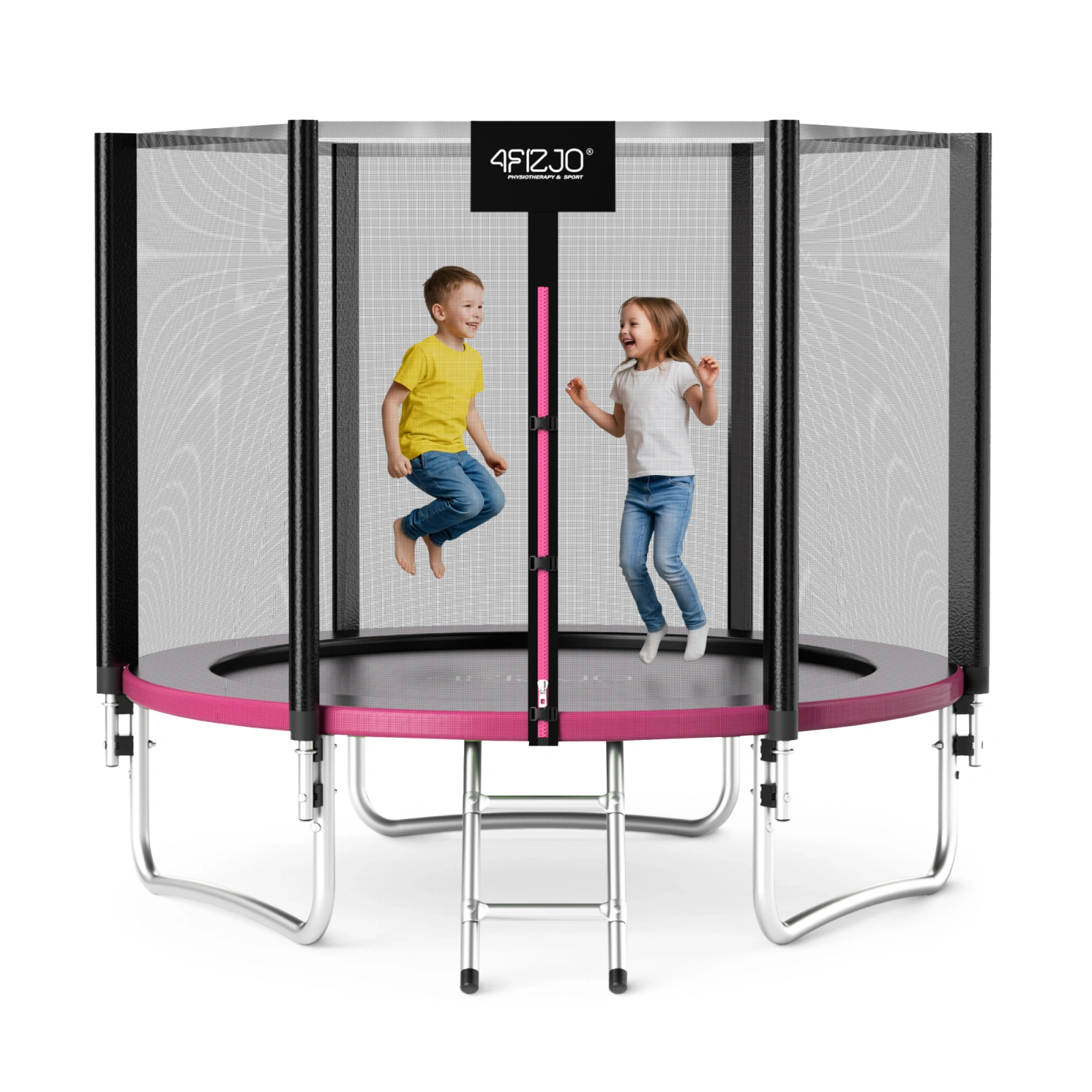 Dārza batuts bērniem 4FIZJO CLASSIC 252 cm 8FT, rozā-melns