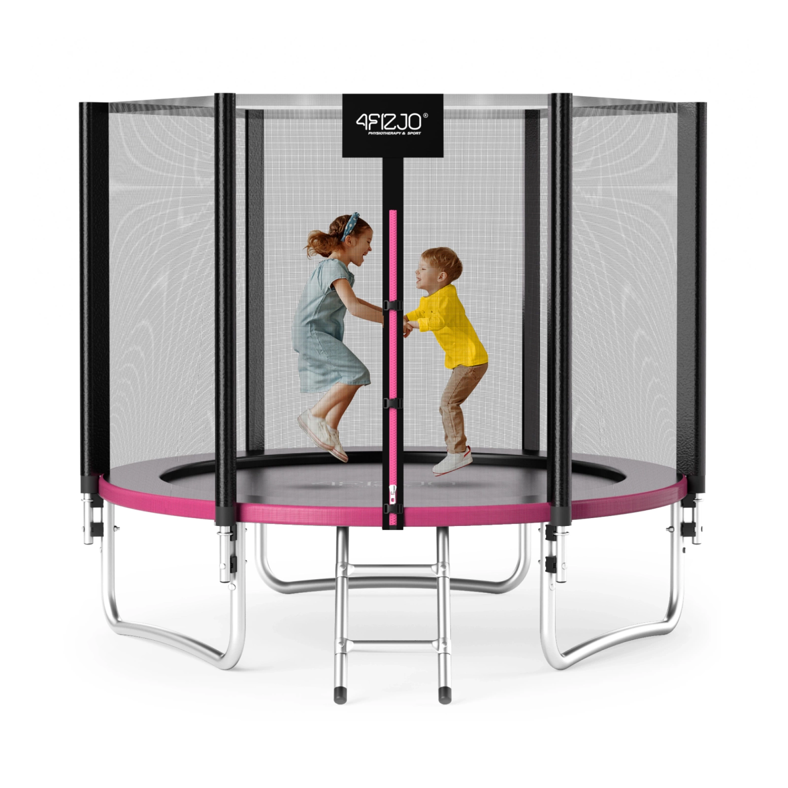4Fizjo CLASSIC dārza batuts bērniem, 252 cm (8FT), rozā/melns