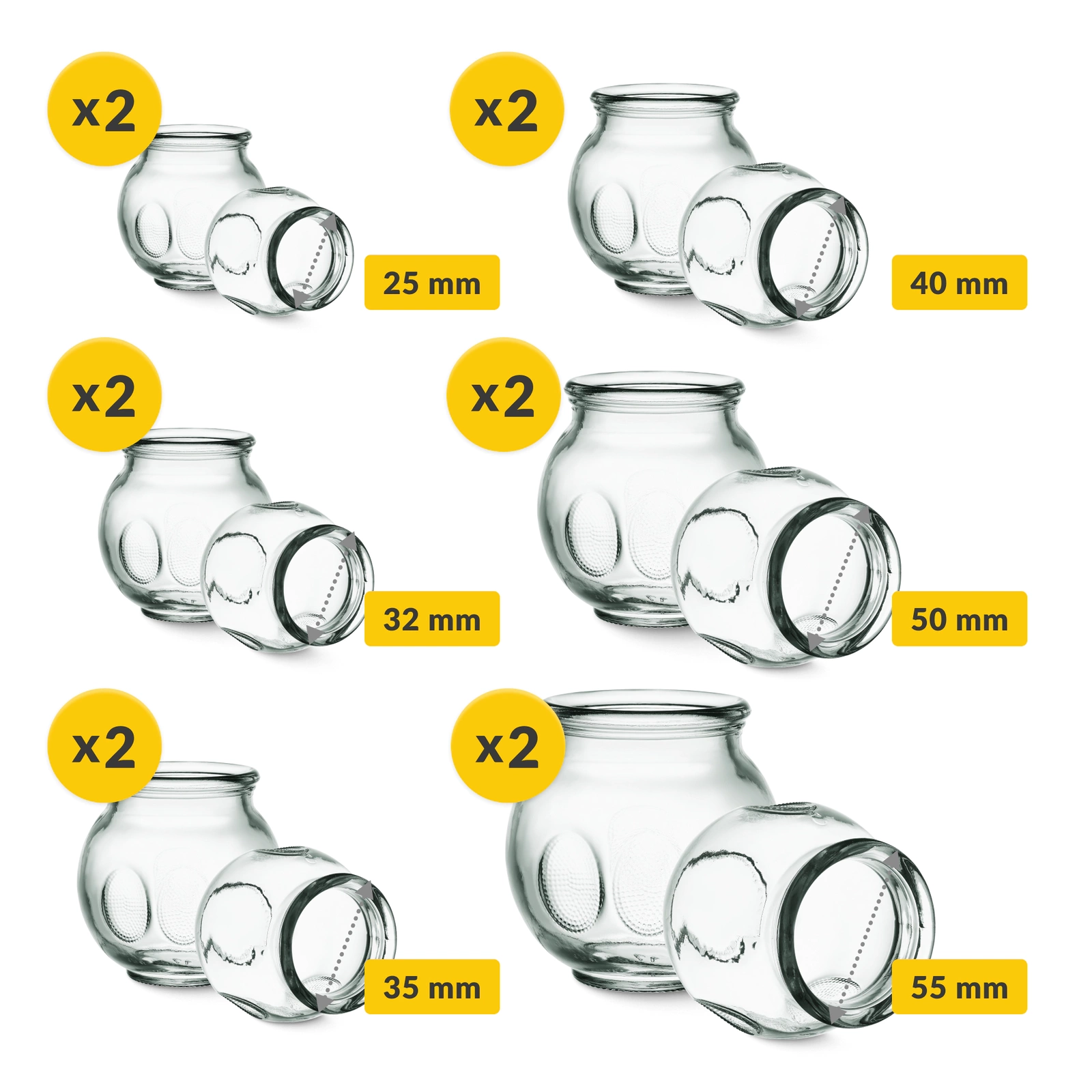 4Fizjo Glass Fire Cupping Set, 12 pcs