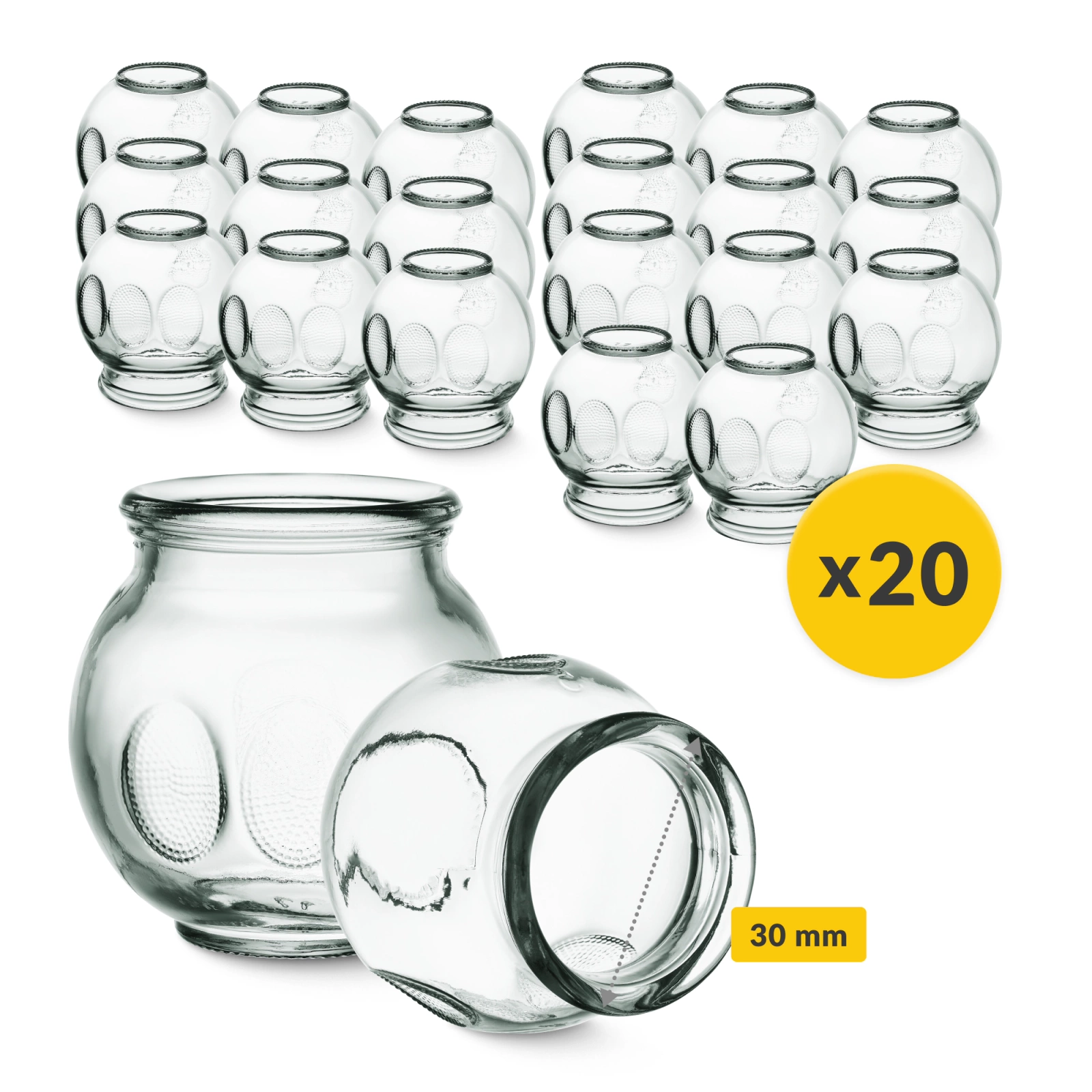 4Fizjo Glass Fire Cupping Set, 20 pcs