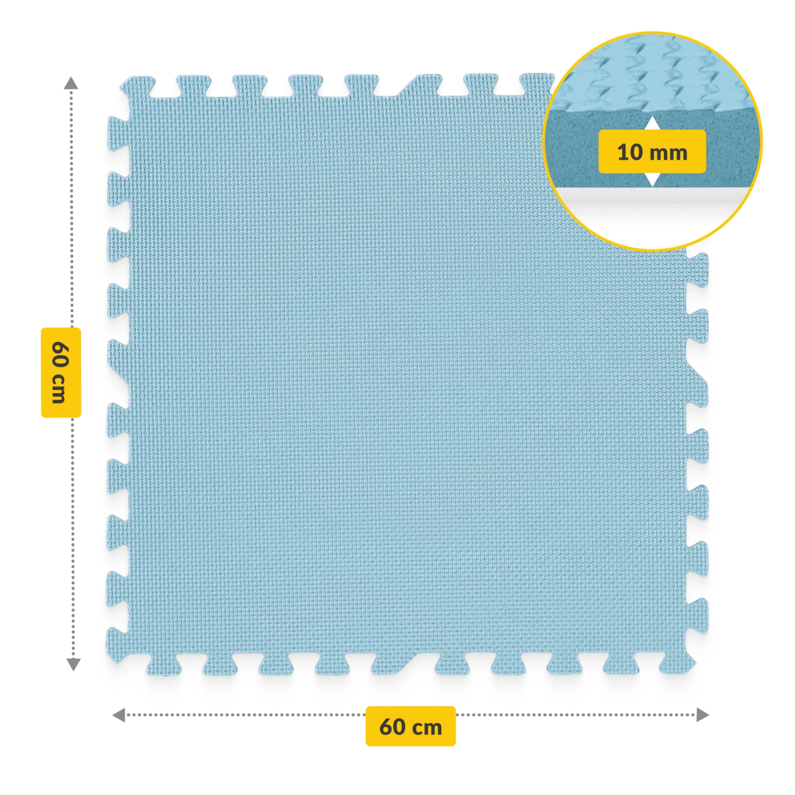 4Fizjo Foam Puzzle Educational Play Mat for Kids 180x180 cm, Light Blue