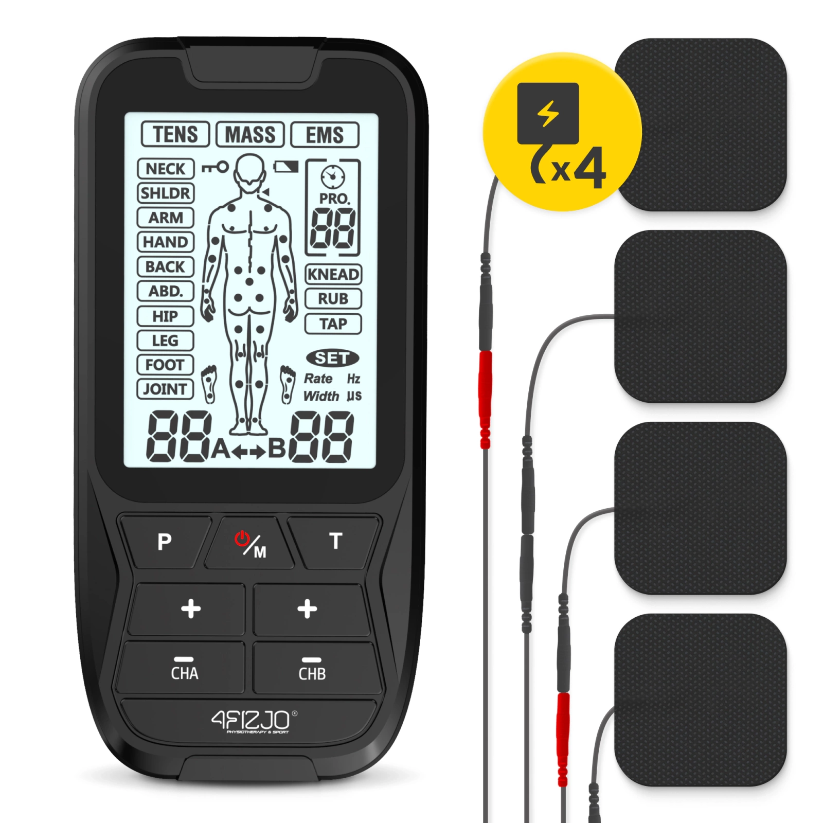 4Fizjo 1333 Combo LITE bezvadu elektrostimulators TENS / EMS