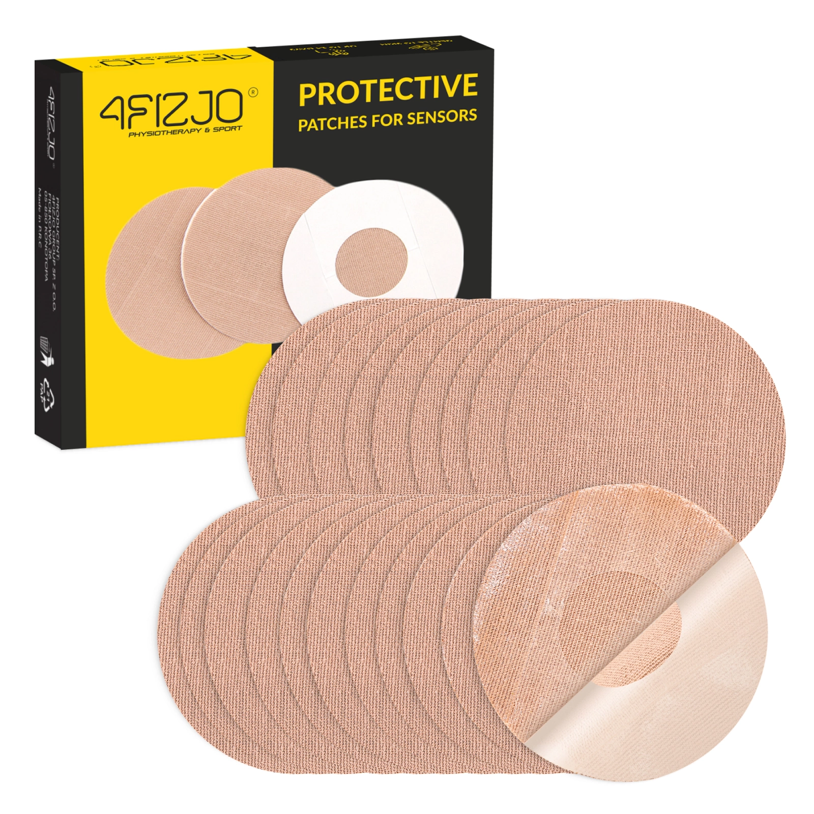 4Fizjo CGM Sensor Protective Patches, 20 pcs, Beige