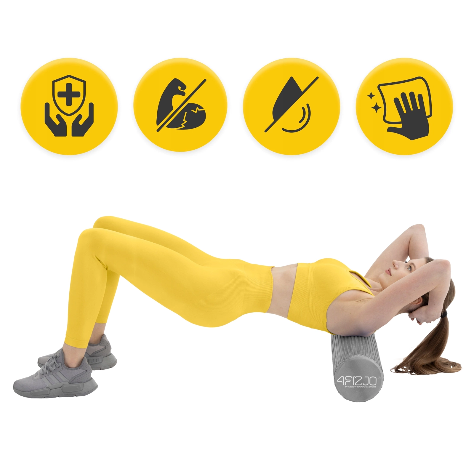 Textured Foam Massage Roller CARE+ 60 cm, Grey