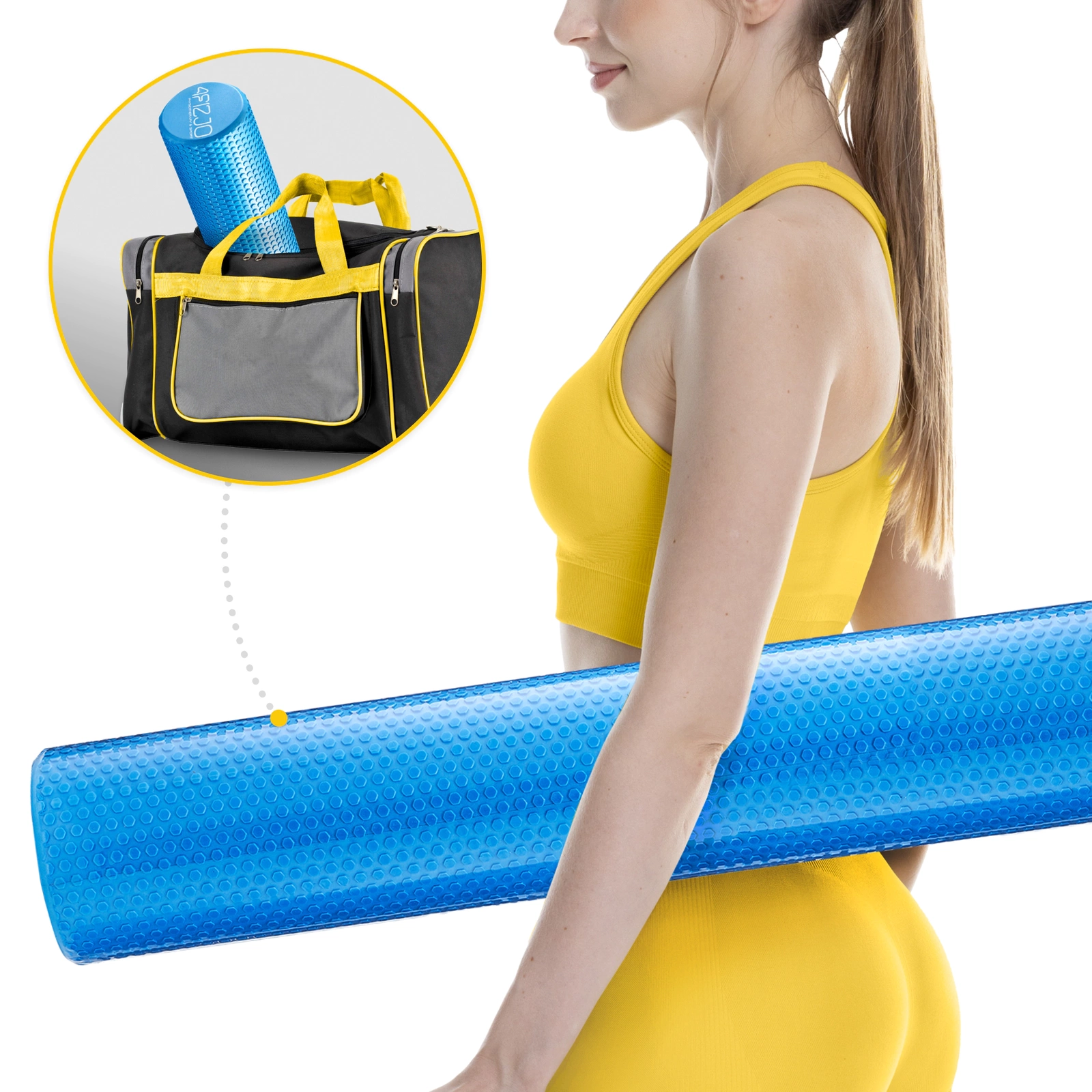 4Fizjo CARE+ Massage Roller with Nubs 90 cm, Blue