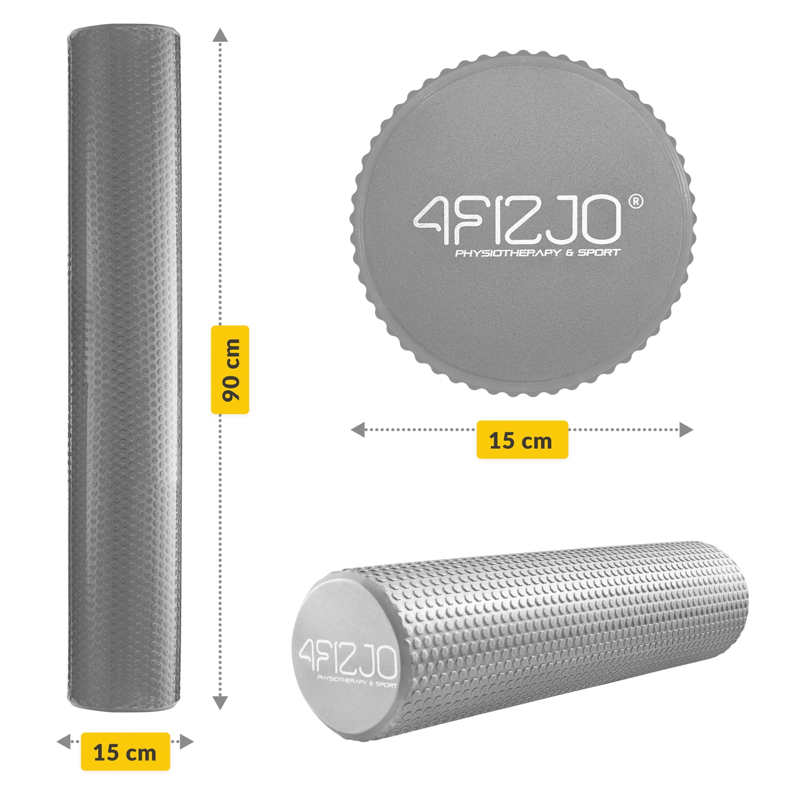 4Fizjo masāžas rullis ar izciļņiem CARE+ 90 cm, pelēks