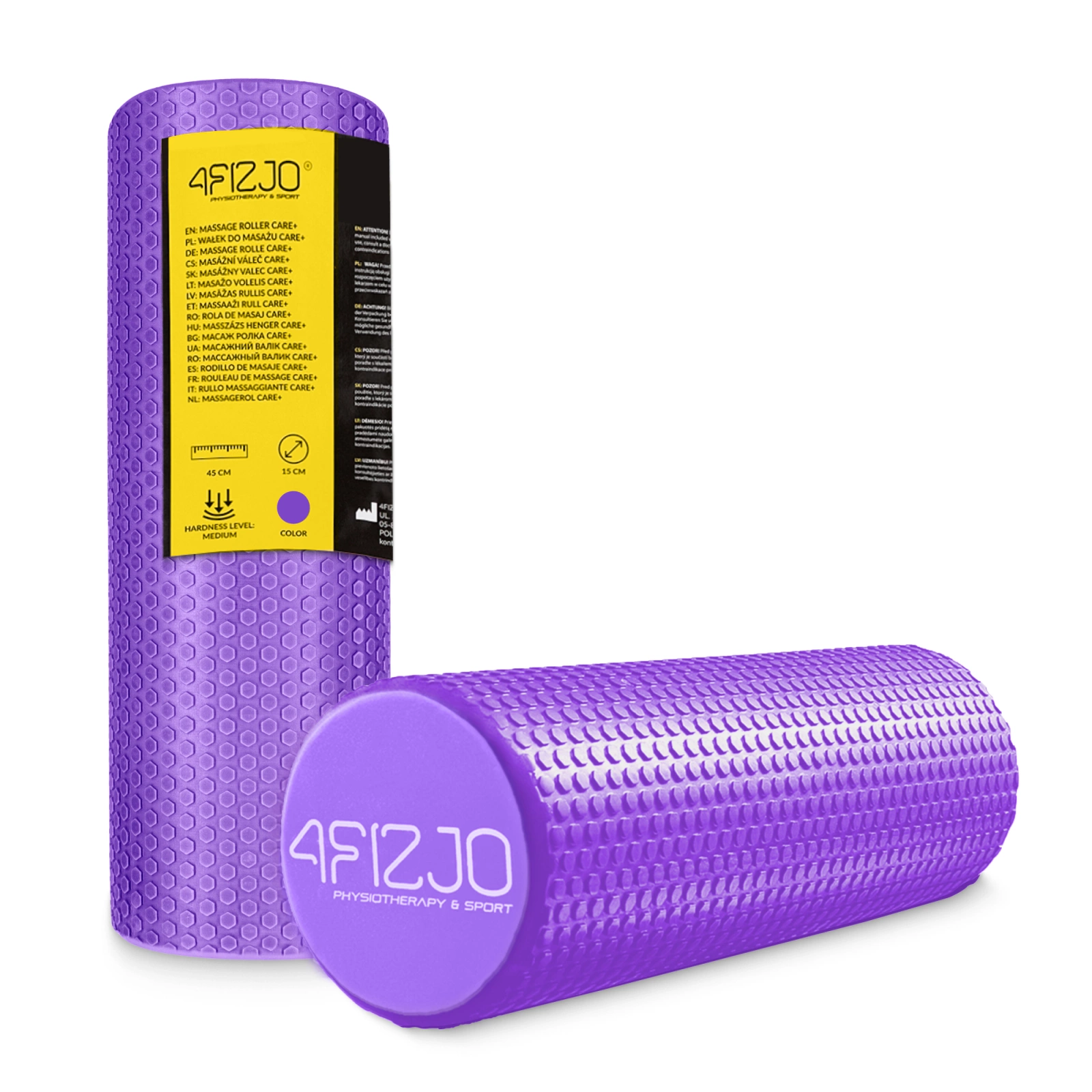 Массажный ролик с шипами CARE+ 45 см, фиолетовый