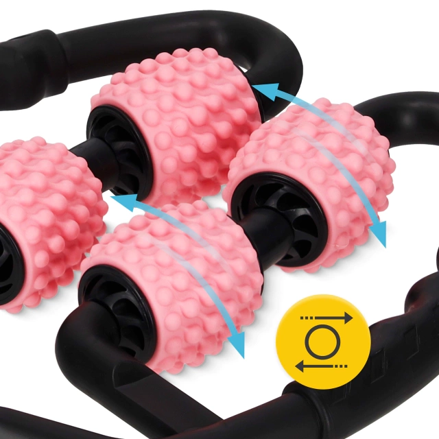 4Fizjo 1487 Manual Spiked Body Massage Roller, Black/Pink