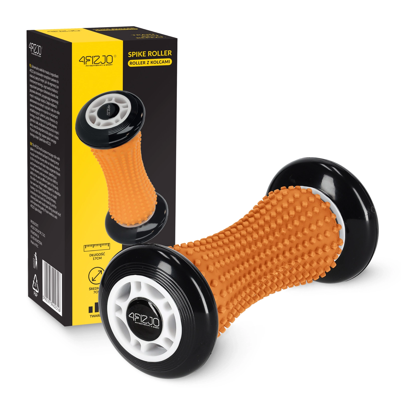 Массажный ролик с шипами SPIKE ROLLER, оранжевый