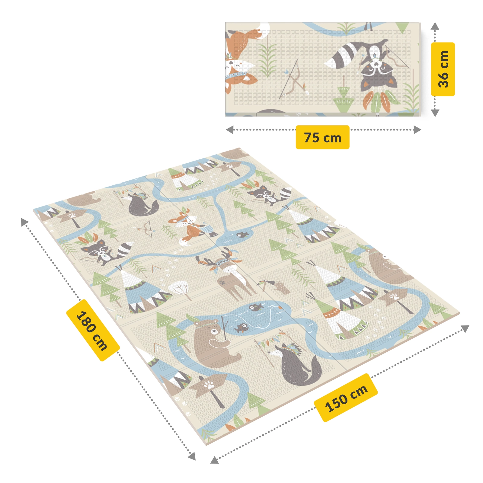 4Fizjo Boho Dream Double-Sided Play Mat, 180 x 150 cm
