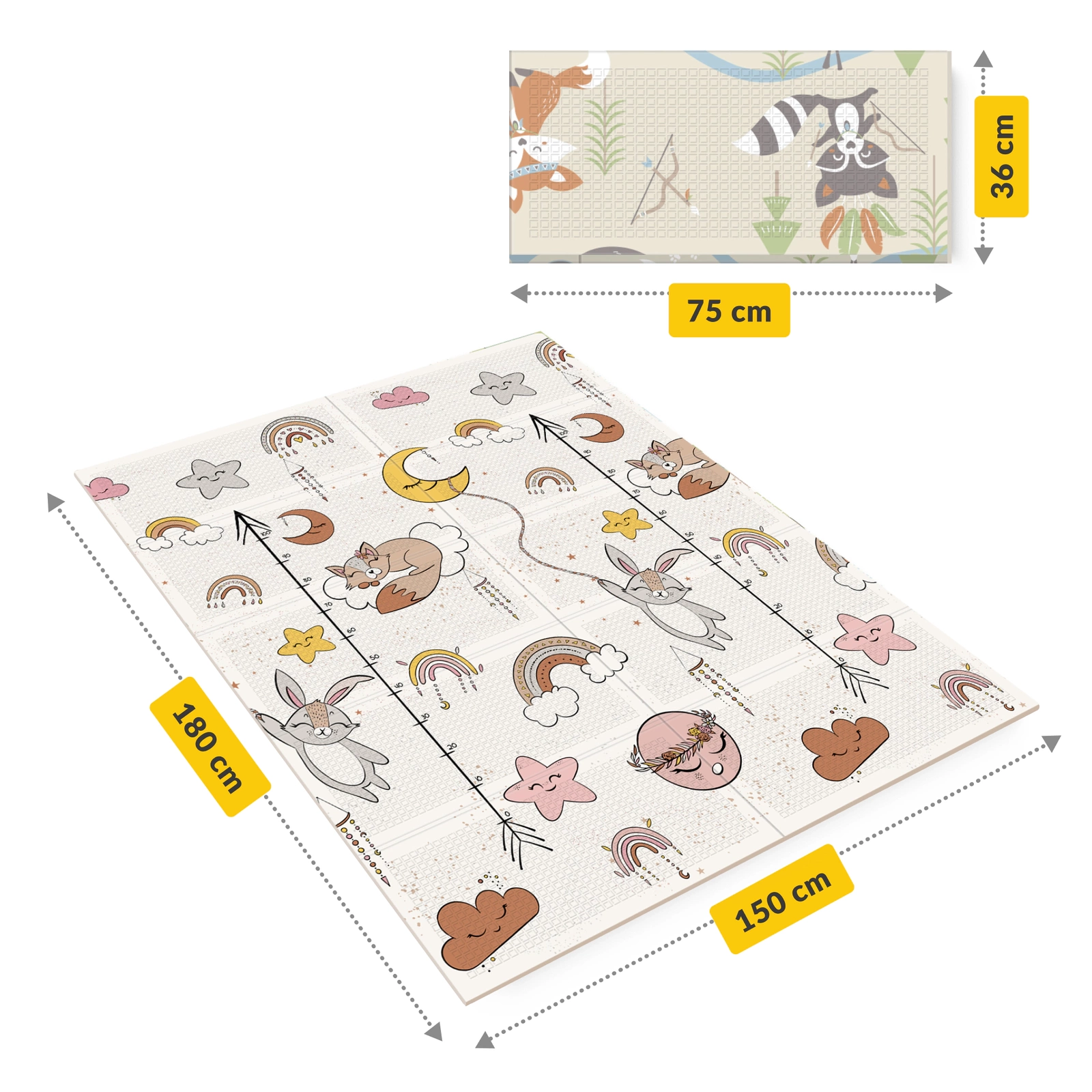 4Fizjo Boho Dream Double-Sided Play Mat, 180 x 150 cm