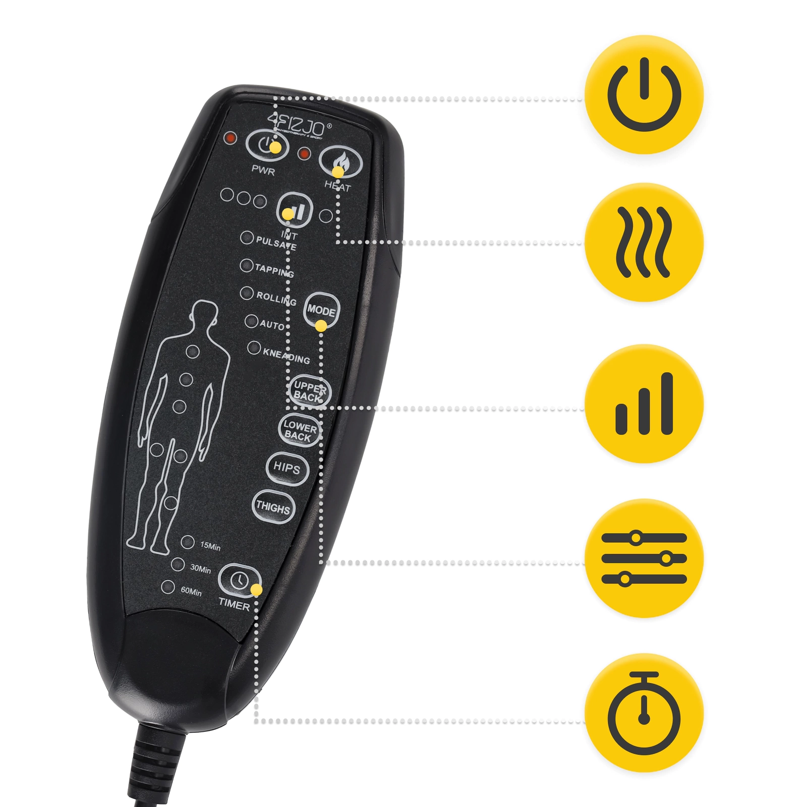 4Fizjo PRO elektriskais masāžas paklājiņš krēslam ar apsildi, melns
