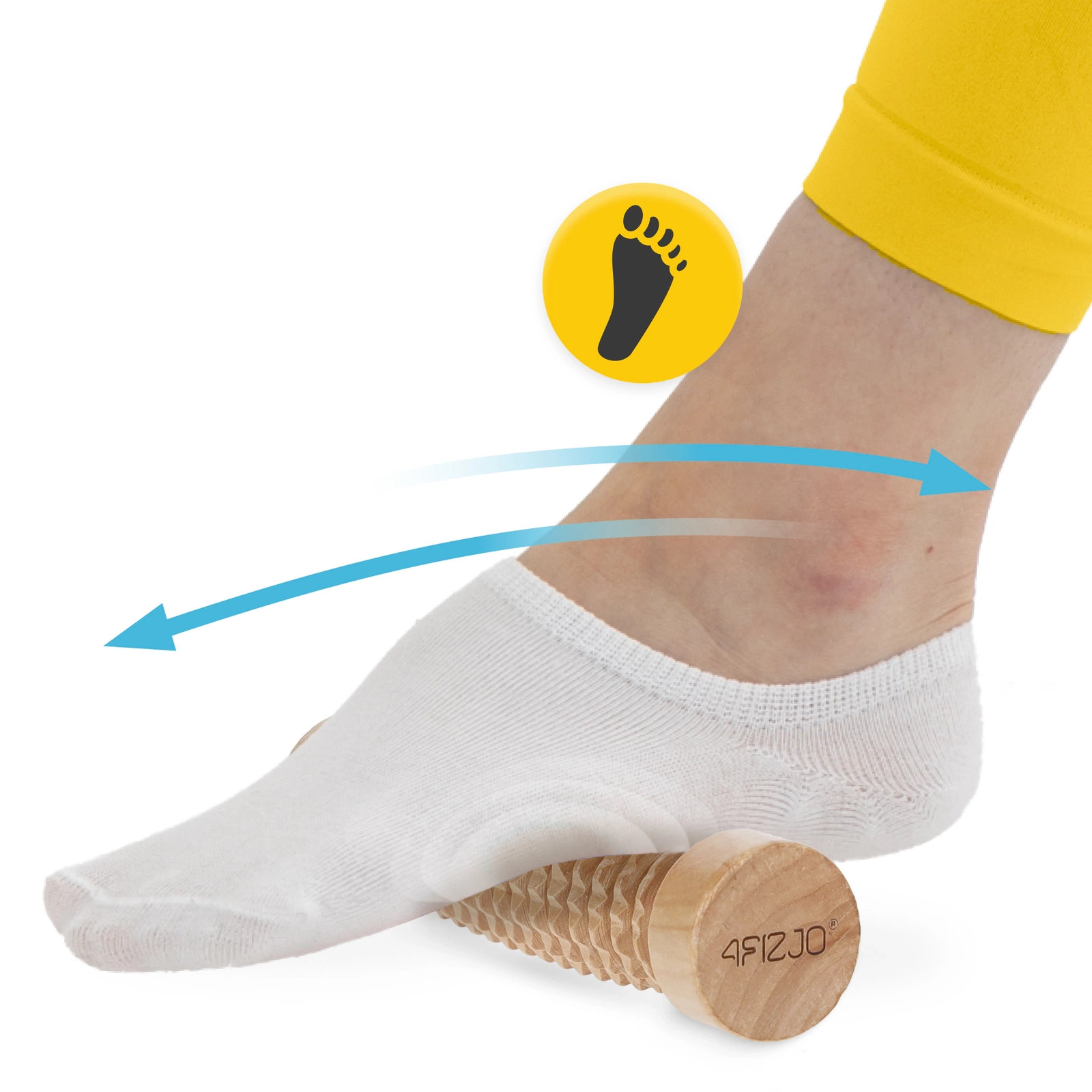 4Fizjo Wooden Massage Roller for Body, Feet and Hands, Brown
