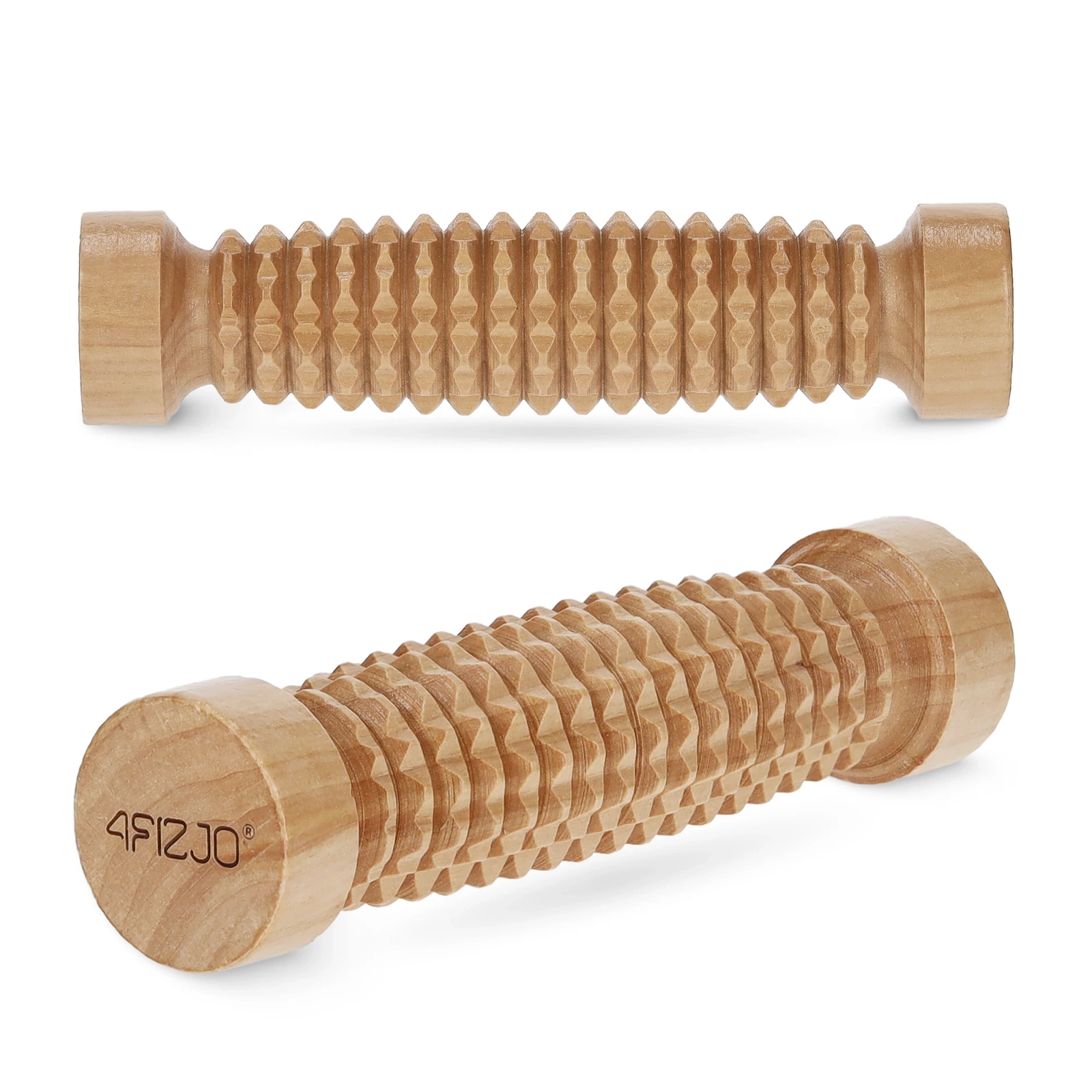 4Fizjo Wooden Massage Roller for Body, Feet and Hands, Brown