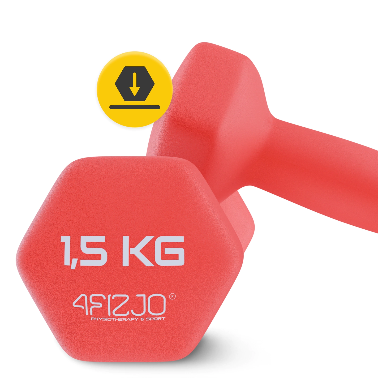 4Fizjo Classic čuguna hanteles ar vinila pārklājumu, 2 x 1,5 kg, sarkanas
