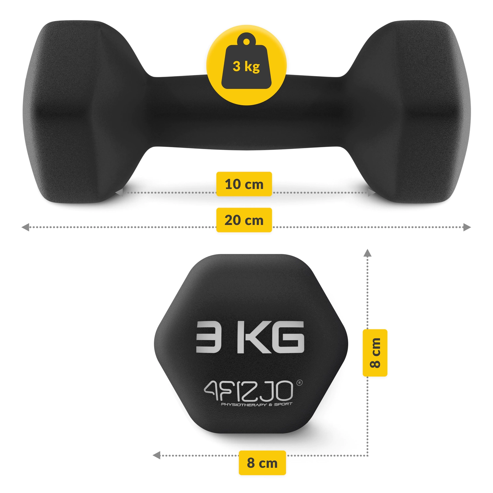 4FIZJO Cast Iron Hex Dumbbell Set with Stand 12 kg
