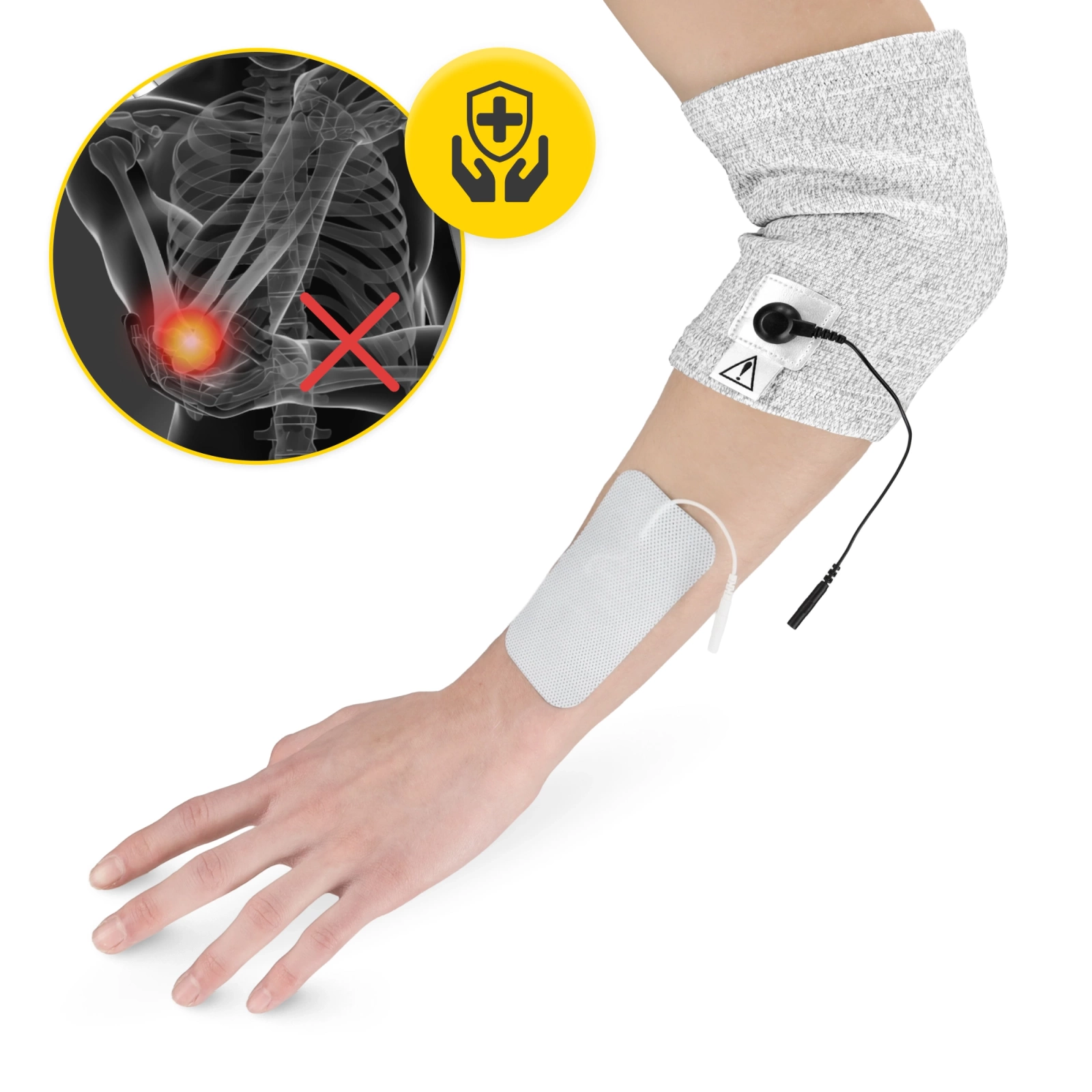 4Fizjo TENS Electrostimulation Elbow Band, Silver-White