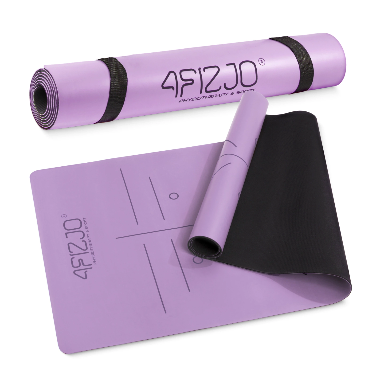 Нескользящий коврик для йоги и упражнений 4FIZJO 4 мм, фиолетовый