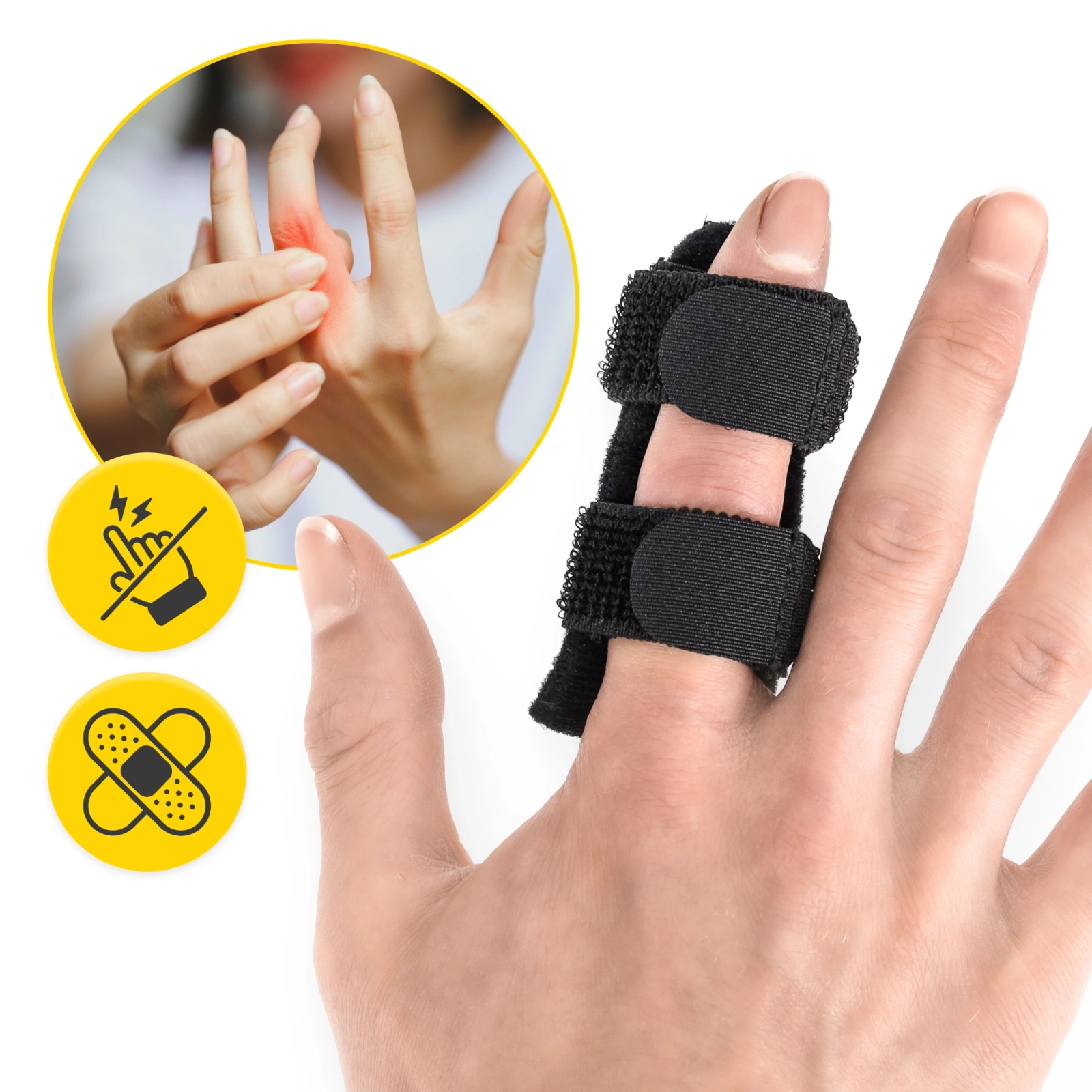4Fizjo Universal Finger Splint Brace, Black
