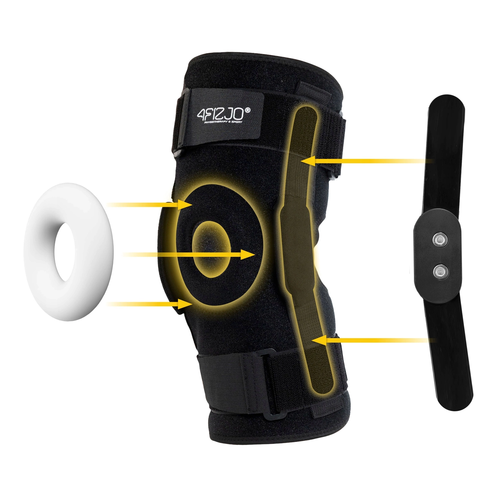 4Fizjo Knee Brace with Patella Stabilization, XL, Black