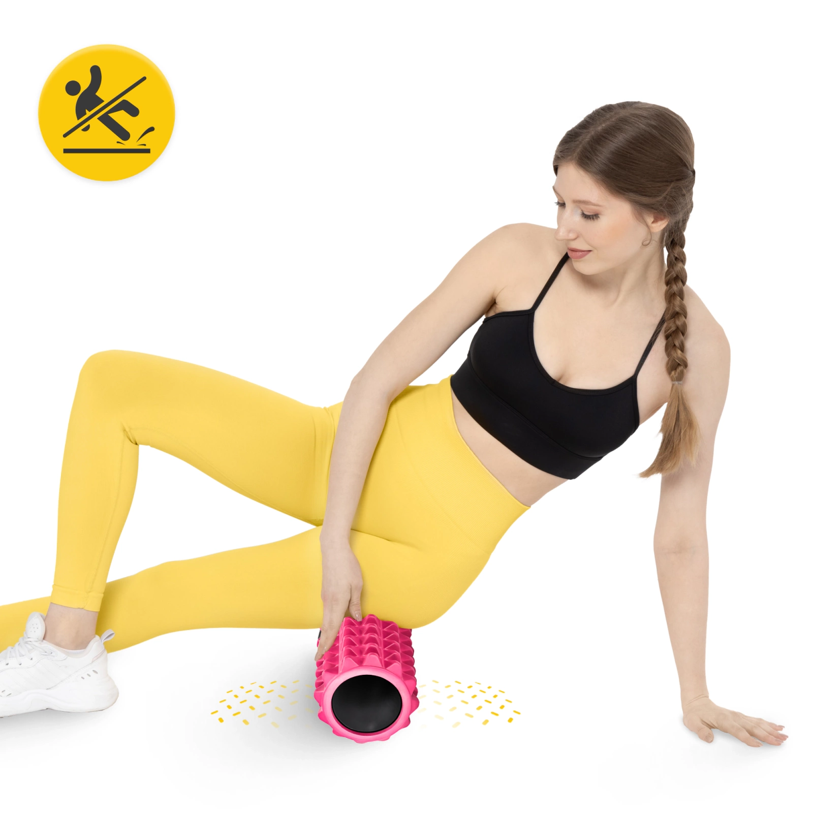 EVA Foam Roller with Spikes for Massage 33 cm, Pink