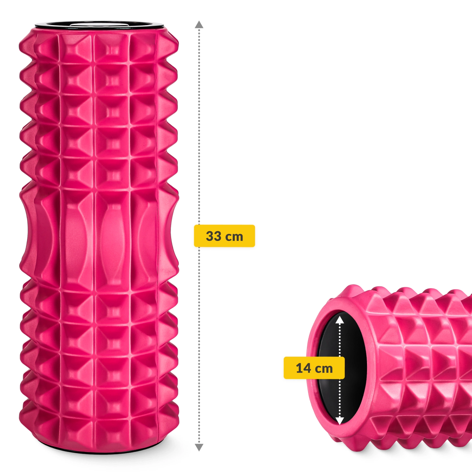 EVA Foam Roller with Spikes for Massage 33 cm, Pink