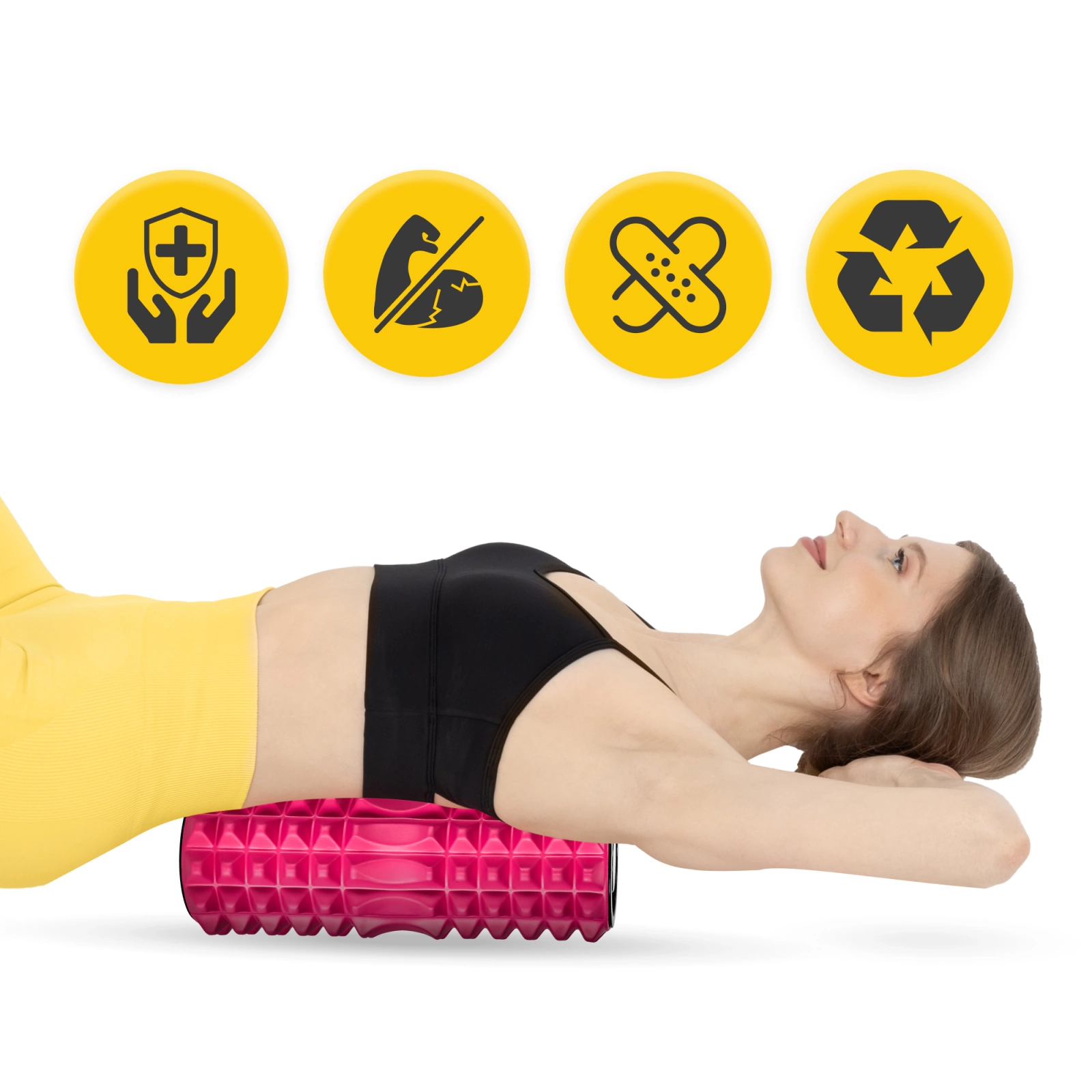 EVA Foam Roller with Spikes for Massage 33 cm, Pink