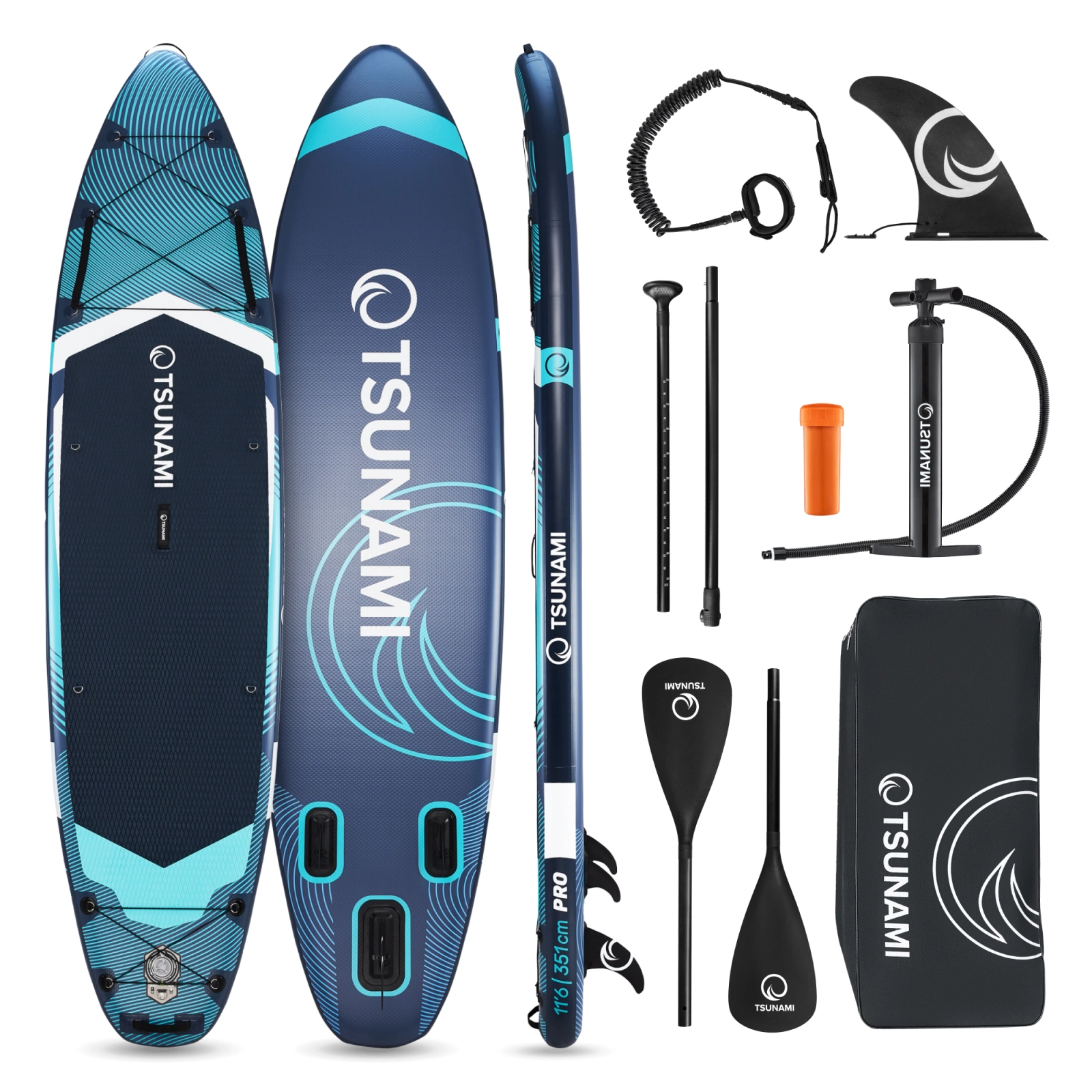 Piepūšamais SUP dēlis TSUNAMI PRO 350 cm T12 komplekts