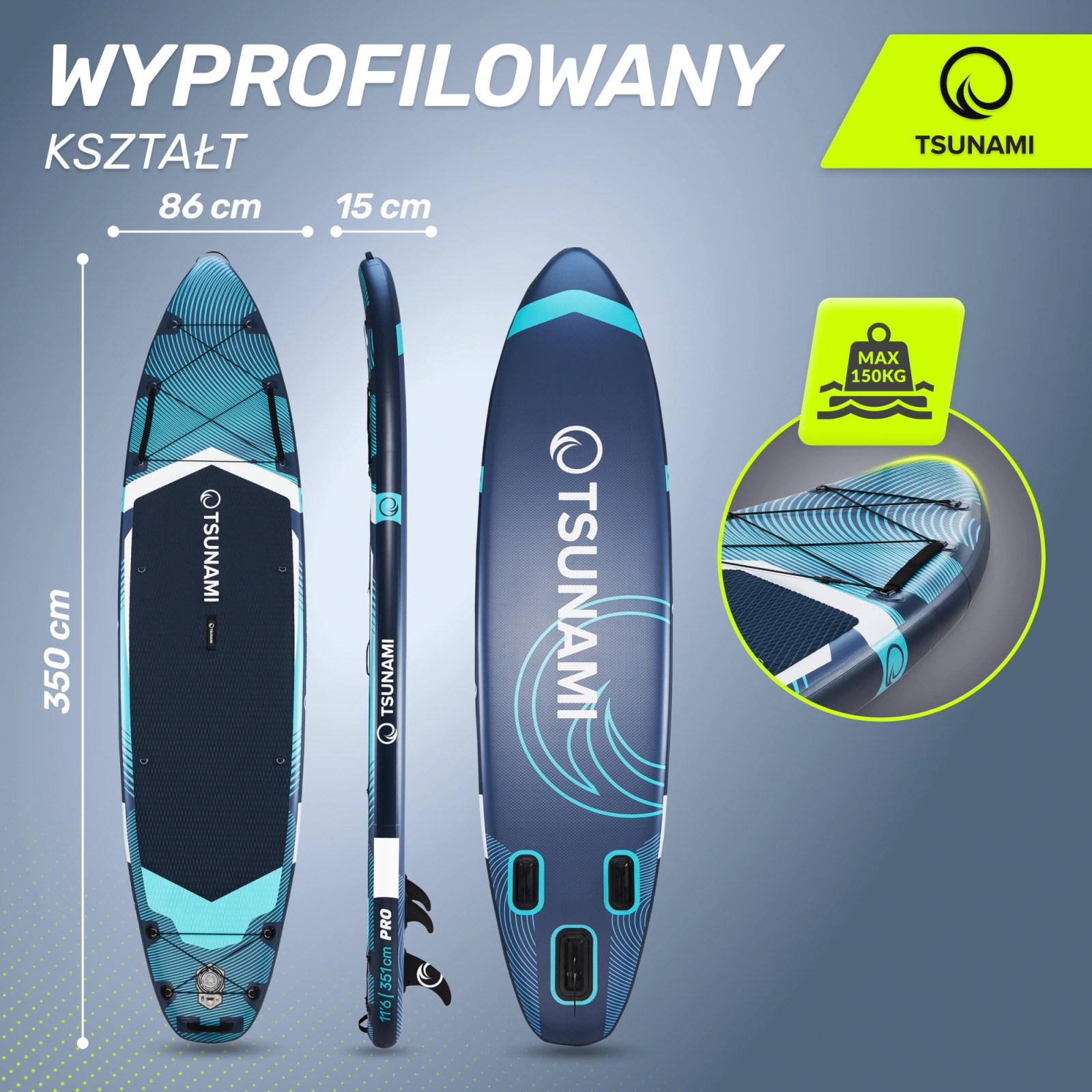 4Fizjo TSUNAMI T12 Inflatable SUP Board 350 cm, Multicolor
