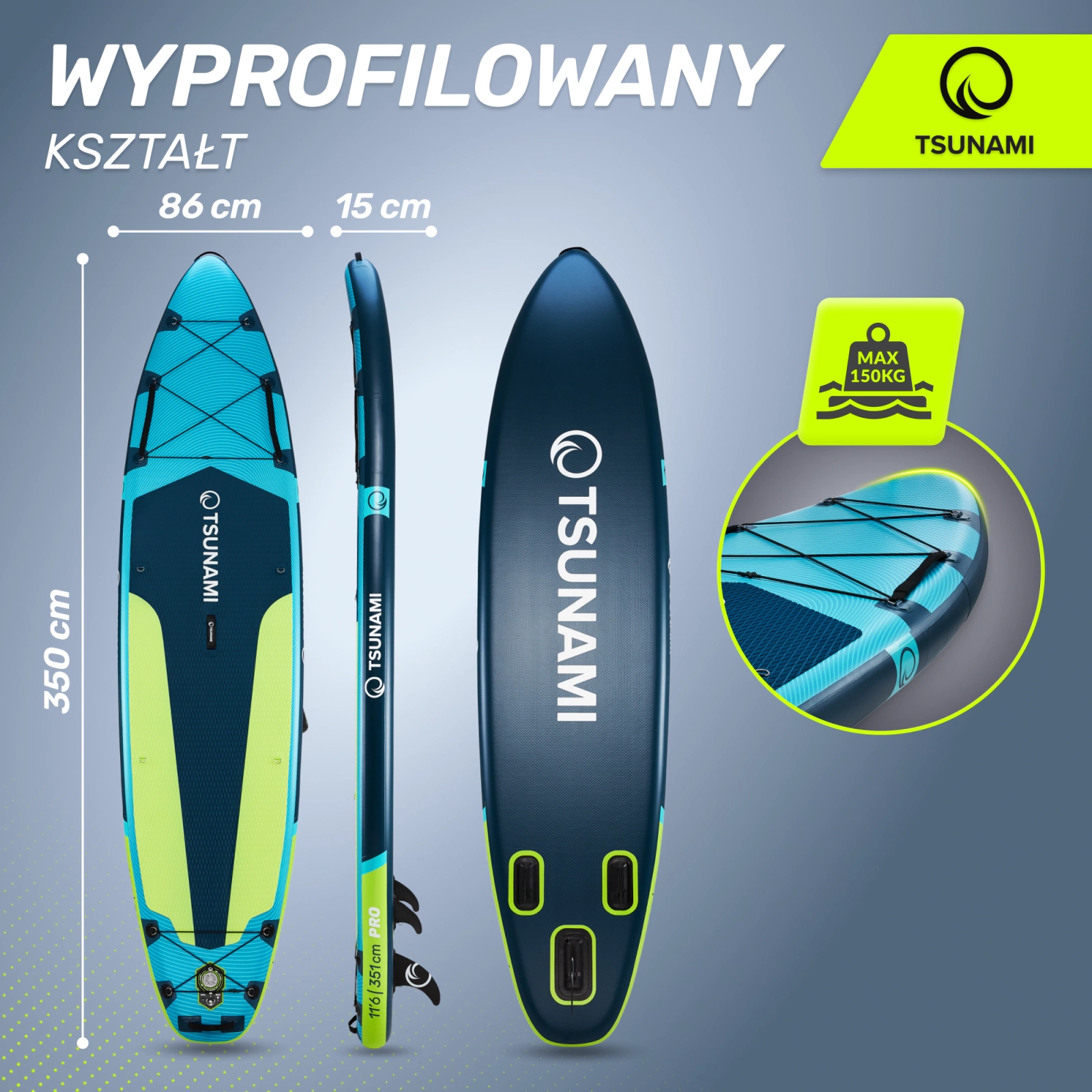 4Fizjo 1836 TSUNAMI piepūšamais SUP dēlis 350 cm, daudzkrāsains